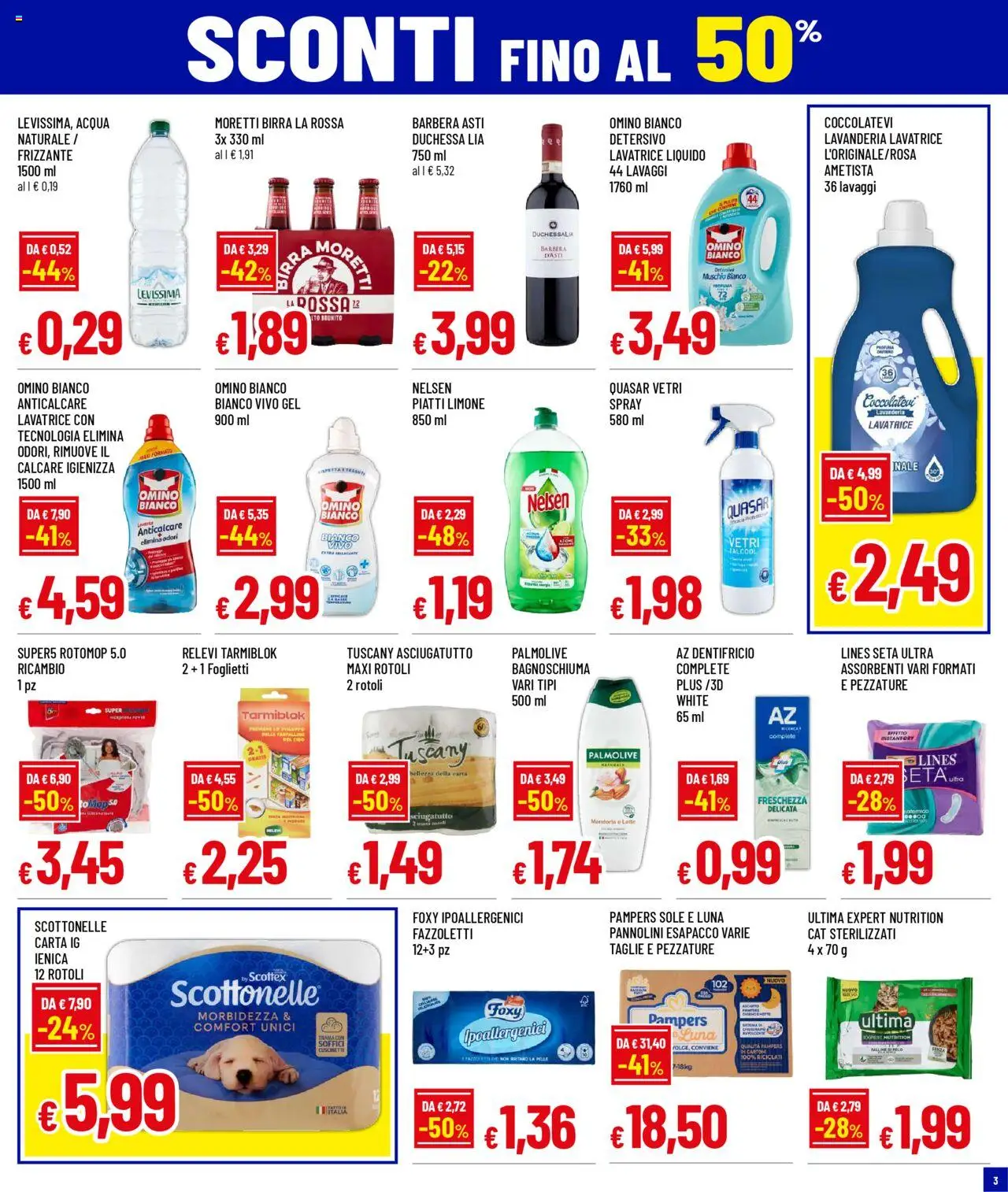 Volantino Galassia del 18.09.2025 | Pagina: 3 | Prodotti: Pannolini, Bagnoschiuma, Fazzoletti, Latte