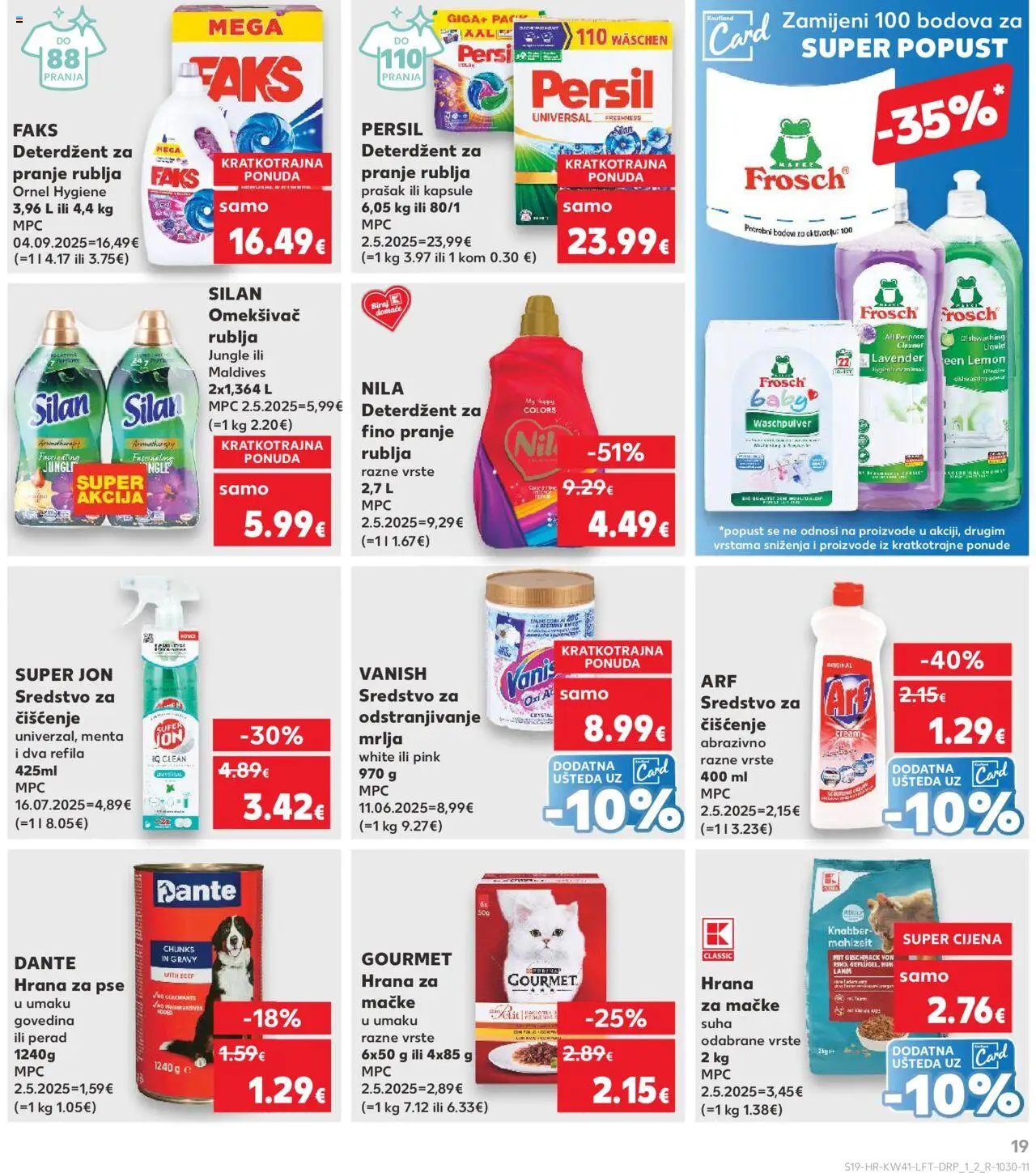 Kaufland katalog | vrijedi od 08.10.2025 | Stranica: 19 | Proizvodi: Deterdžent za pranje rublja, Hrana za pse, Vanish, Arf