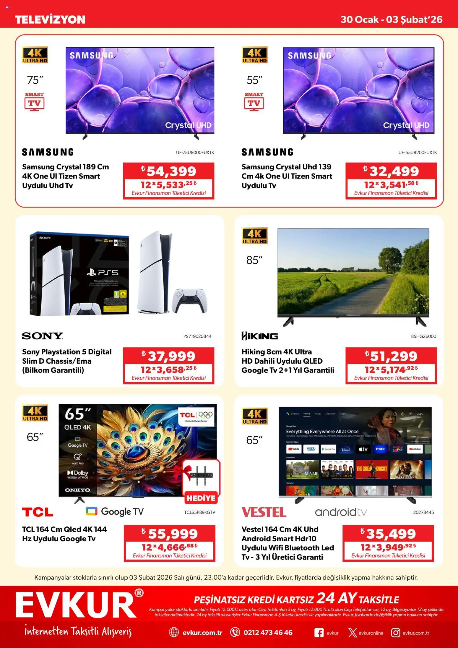 Evkur Muhteşem Fırsatlar - 30.01.2026 tarihinden itibaren geçerlidir | Sayfa: 4 | Ürünler: TV, Televizyon, Playstation, Ocak