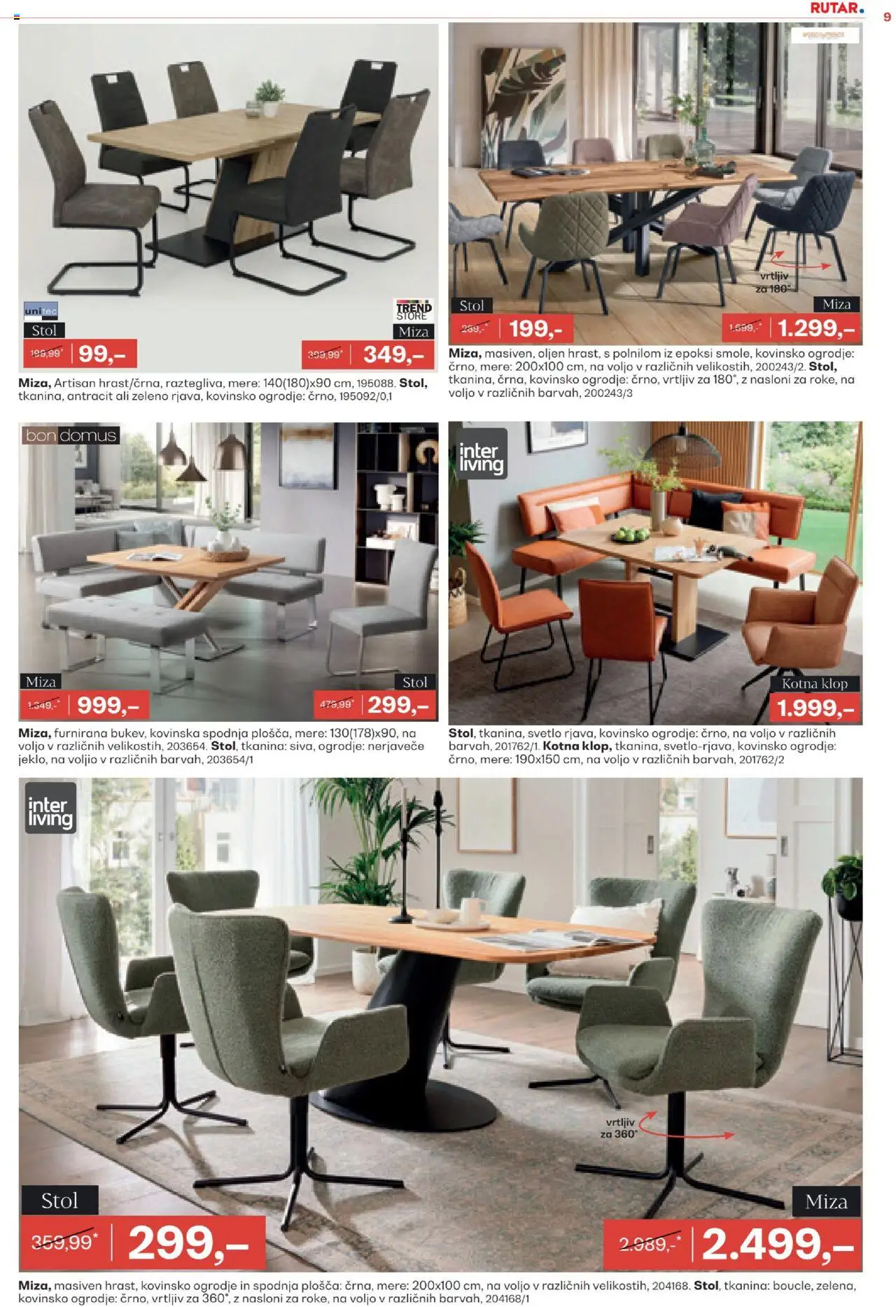 Rutar katalog │ velja od 20.08.2025 | Stran: 9 | Izdelki: Miza, Stol