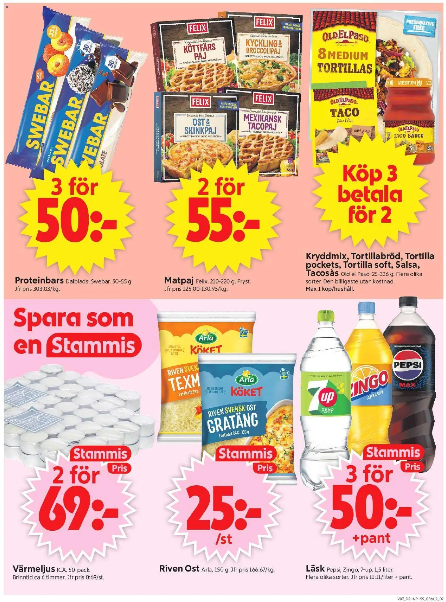 ICA Supermarket reklamblad aktuell från 09.02.2026 | Sida: 9 | Produkter: Pepsi, Ost, Värmeljus, Apelsin
