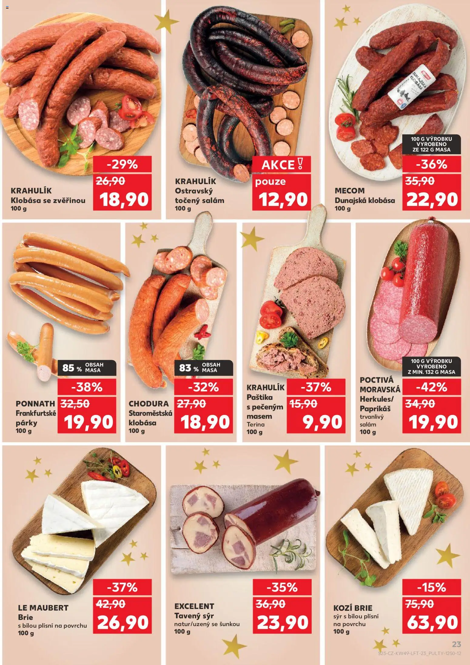 Kaufland leták - Plzeň od 03.12.2025 | Strana: 23 | Produkty: Tavený sýr, Párky, Klobása, Paštika