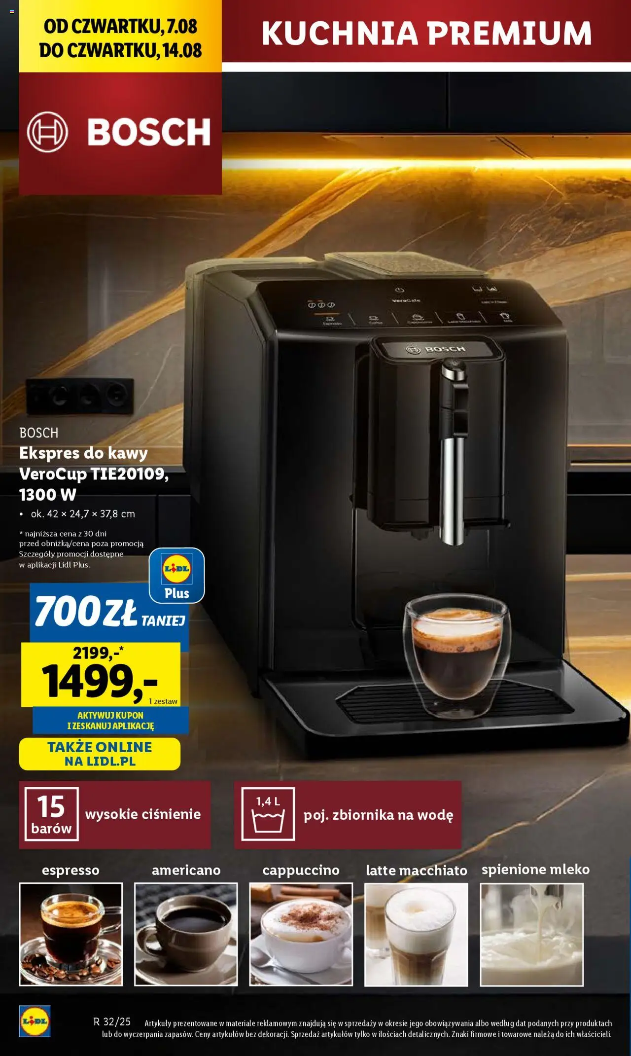 Lidl Gazetka od 07.08.2025 | Strona: 14 | Produkty: Ekspres do kawy, Cappuccino, Mleko