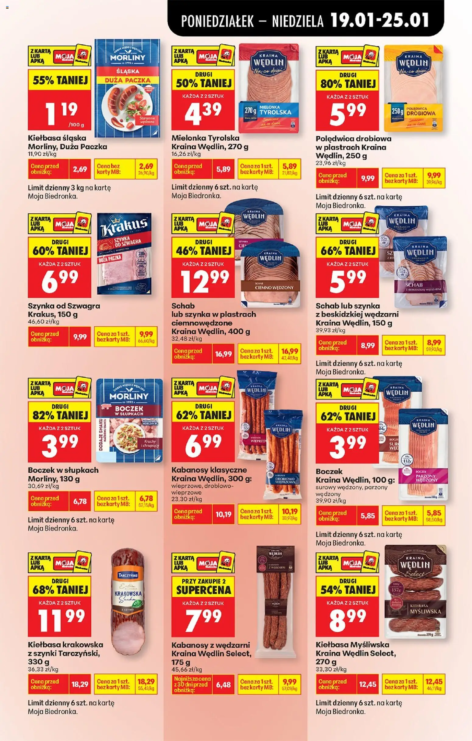 Biedronka gazetka od 19.01.2026 | Strona: 39 | Produkty: Kiełbasa, Karta, Myśliwska, Kiełbasa śląska