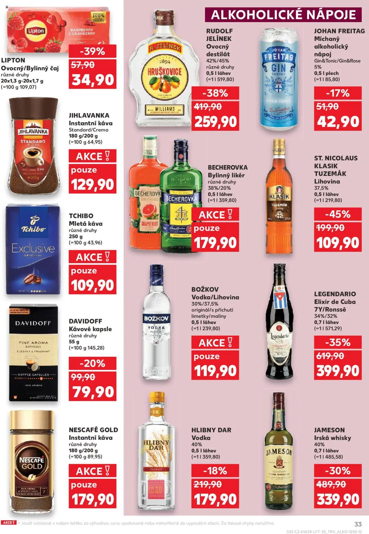 Kaufland leták od 11.06.2025 | Strana: 33 | Produkty: Káva, Tchibo, Plech, Alkoholické nápoje