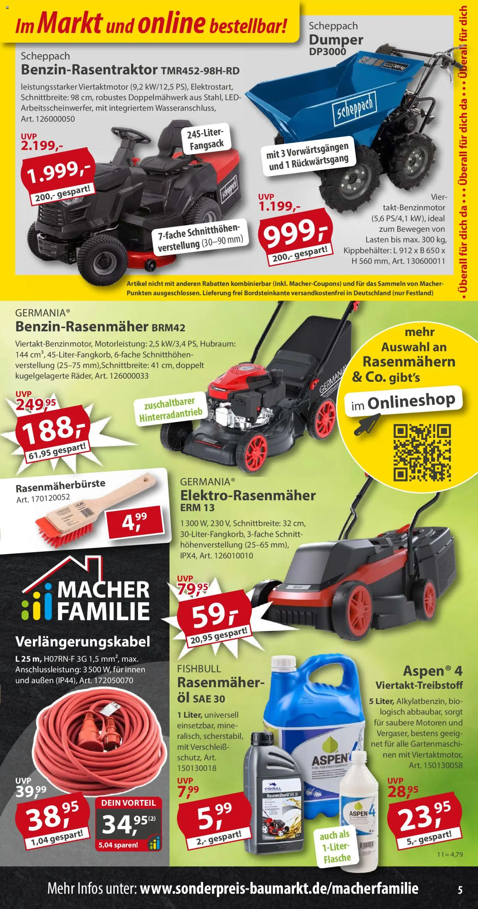 Sonderpreis Baumarkt Prospekt 	 – gültig ab 02.05.2026 | Seite: 5 | Produkte: Rasenmäher, Öl