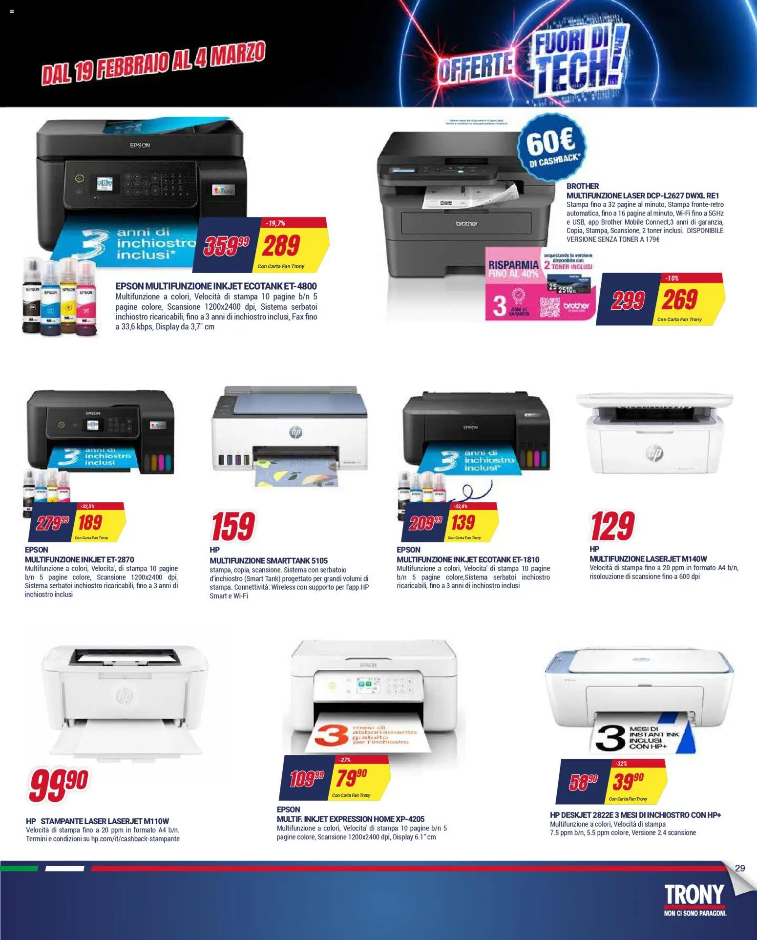 Volantino Trony del 19.02.2026 | Pagina: 29 | Prodotti: Mobile, Stampante, Toner, Stampa