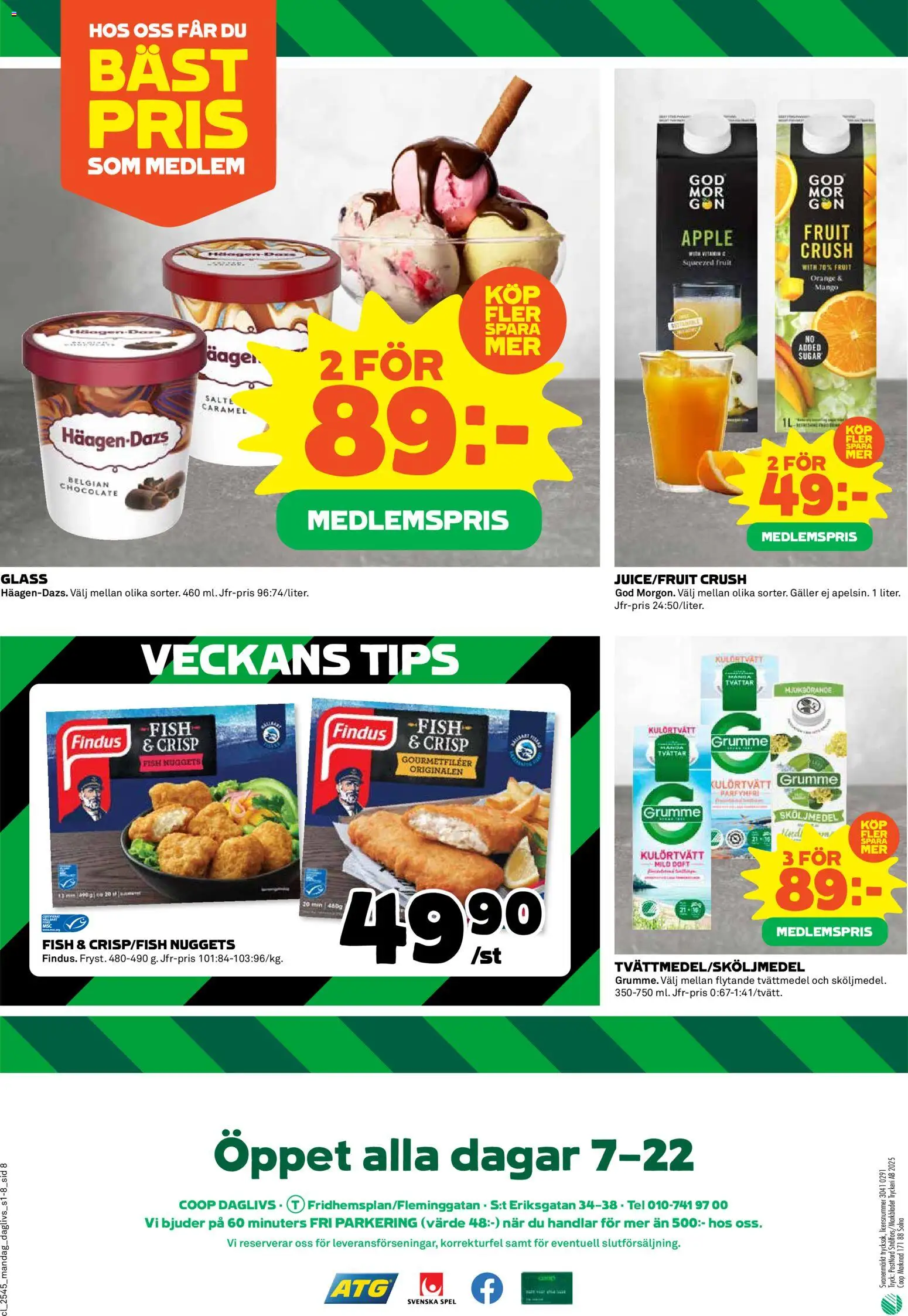 Coop Daglivs reklamblad aktuell från 03.11.2025 | Sida: 8 | Produkter: Tvättmedel, Sköljmedel, Äpple, Spel