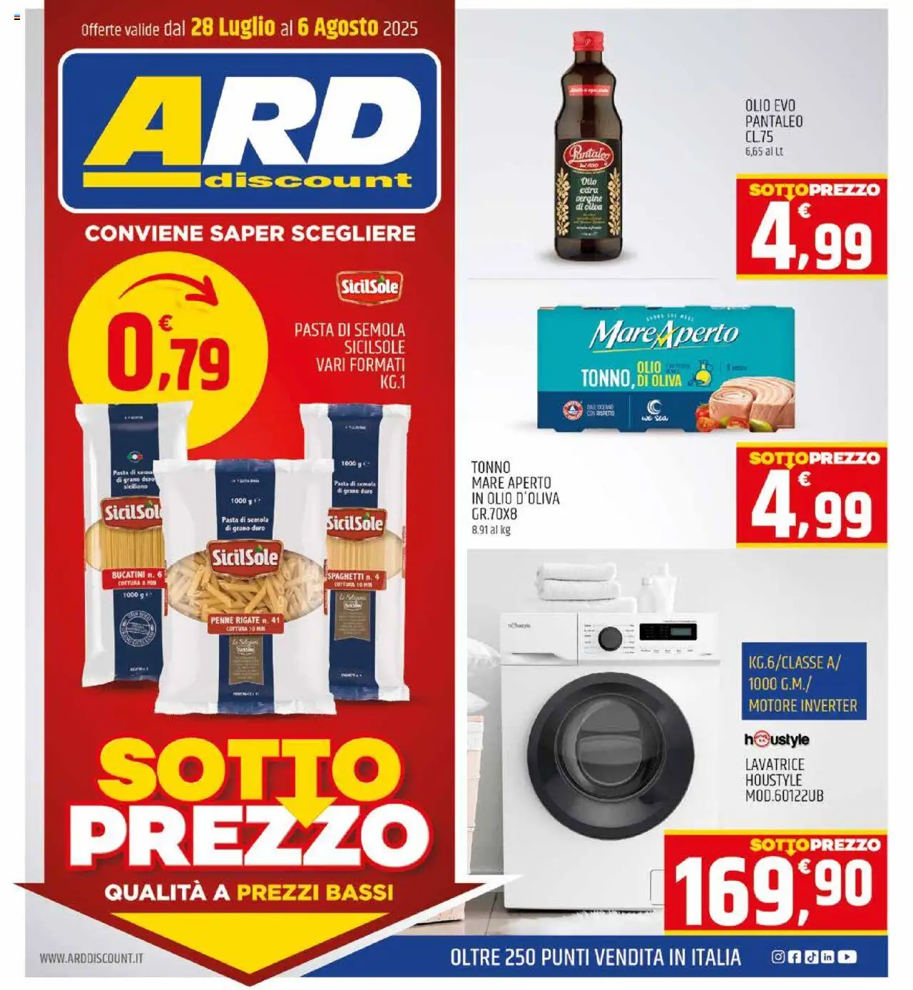 Volantino ARD Discount del 28.07.2025 | Pagina: 1 | Prodotti: Olio, Pasta, Tonno, Penne