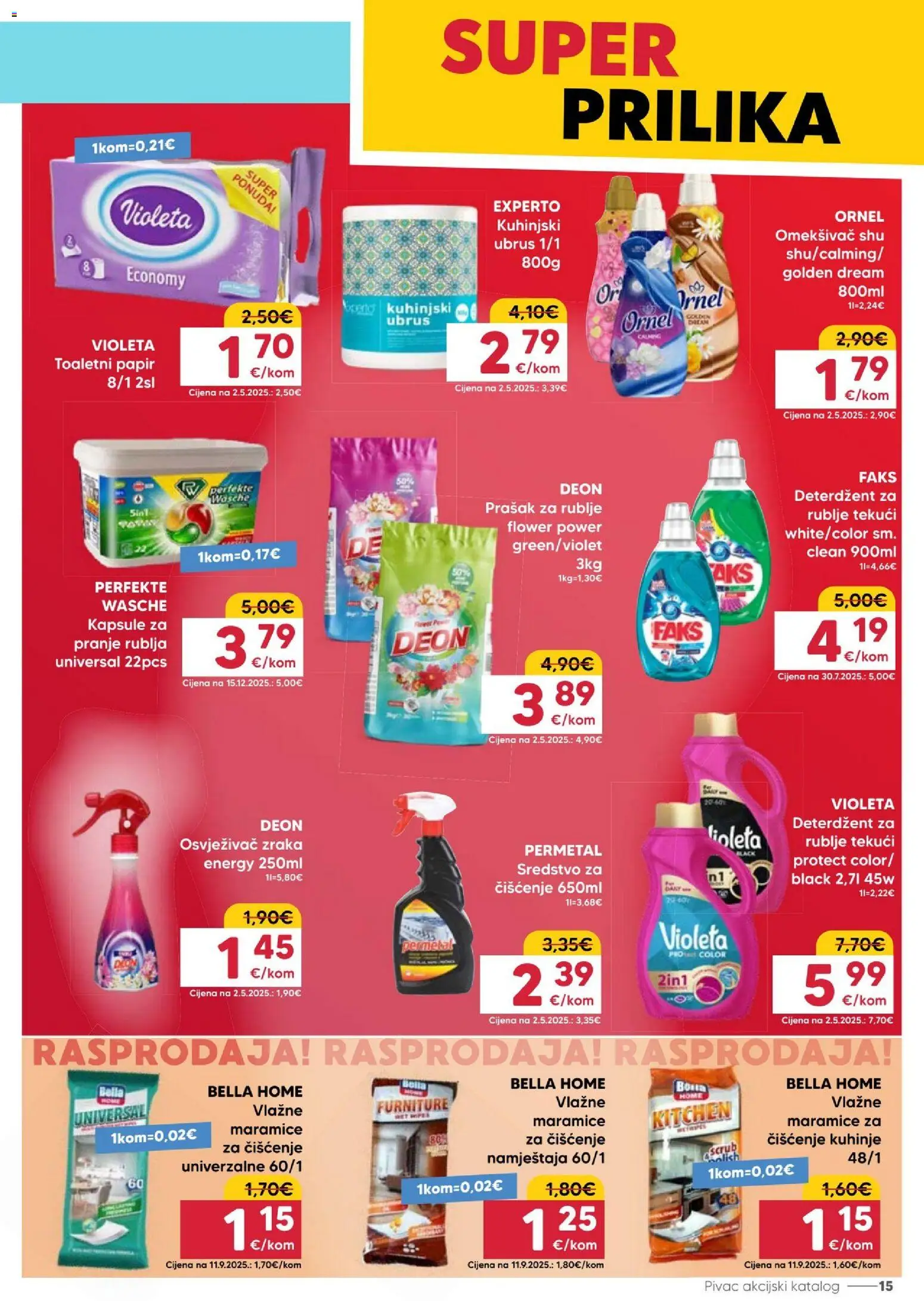 Pivac katalog | vrijedi od 13.04.2026 | Stranica: 15 | Proizvodi: Vlažne maramice, Deterdžent, Toaletni papir, Violeta