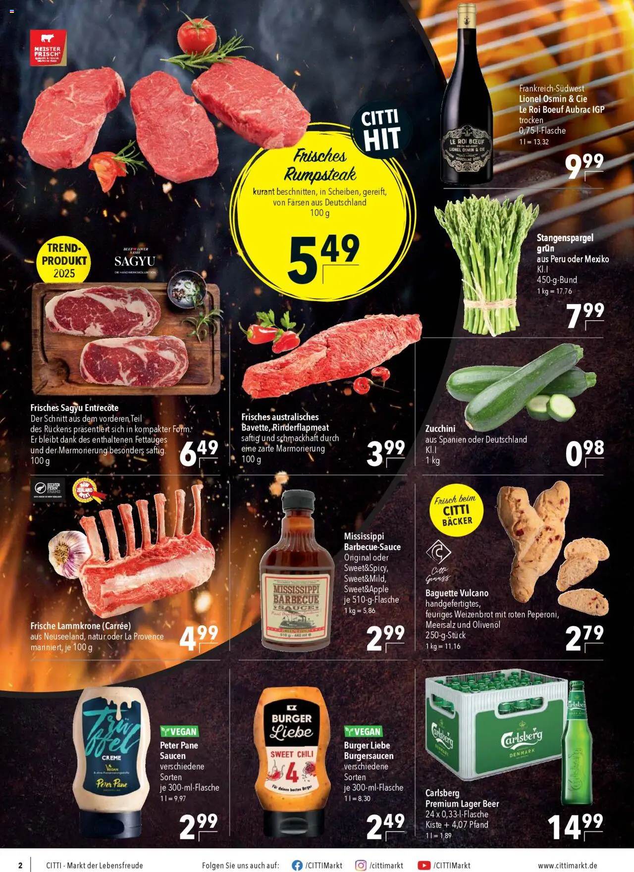 CITTI Markt Prospekt 	 - gültig ab dem 06.08.2025 | Seite: 2 | Produkte: Carlsberg, Burger, Baguette, Zucchini