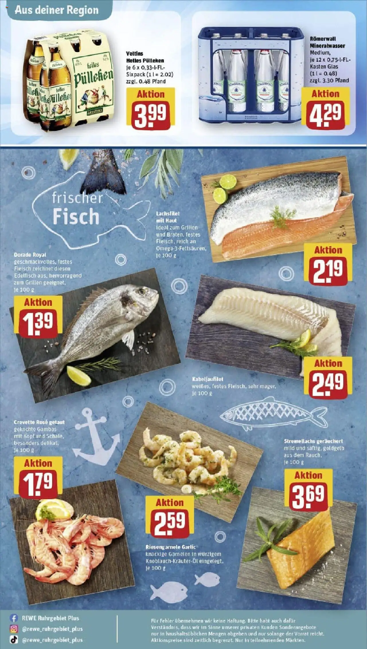 Rewe prospekt Lüdinghausen	 - gültig ab dem 29.06.2025 | Seite: 33 | Produkte: Dorade, Garnelen, Mineralwasser, Veltins