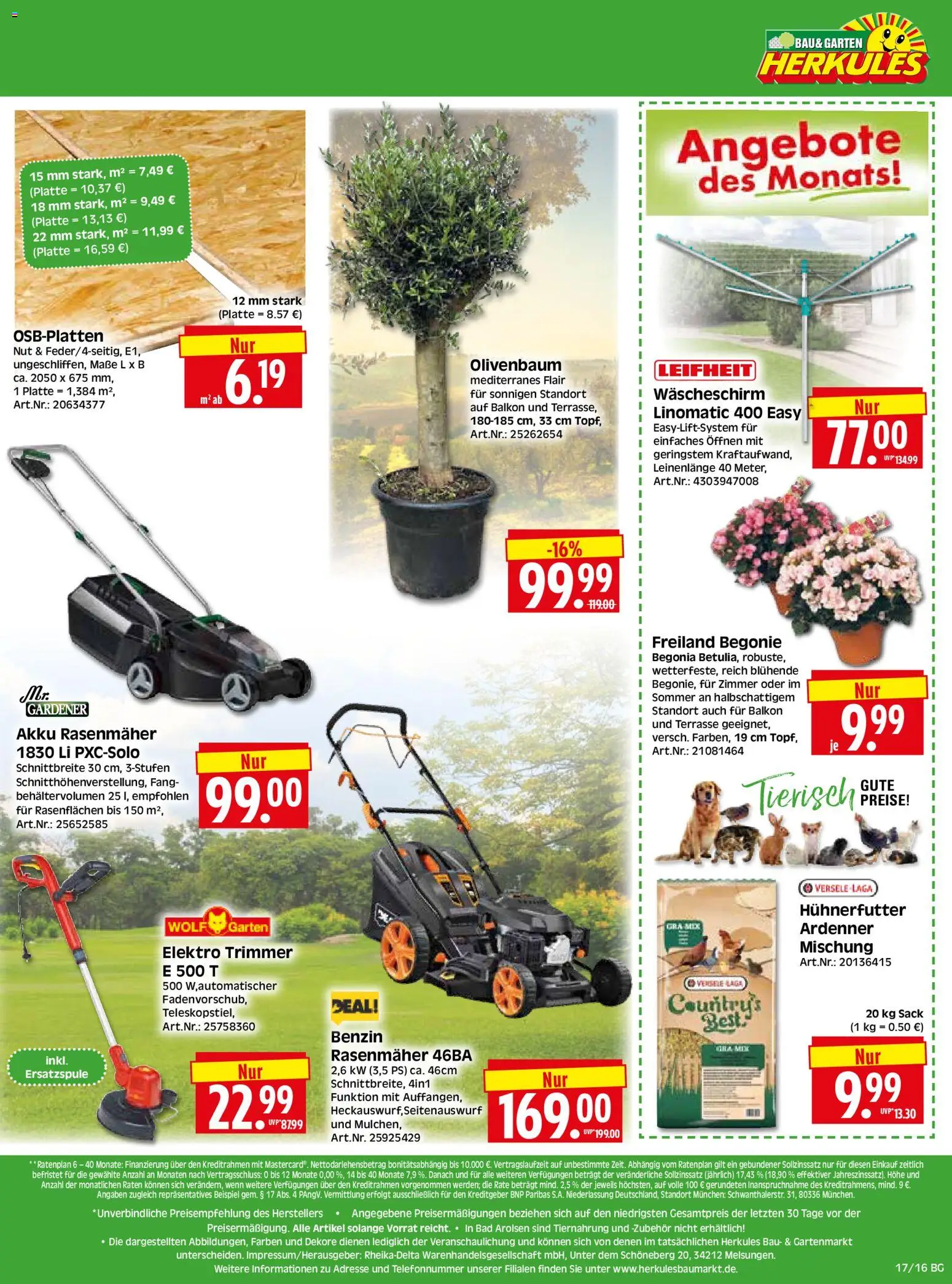 HERKULES  Bau & Garten – gültig ab 20.04.2026 | Seite: 16 | Produkte: Rasenmäher, Bad