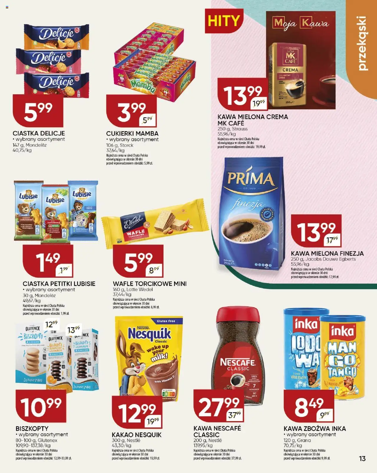 Chata Polska Gazetka od 31.07.2025 | Strona: 13 | Produkty: Mango, Kakao, Kawa, Ciastka