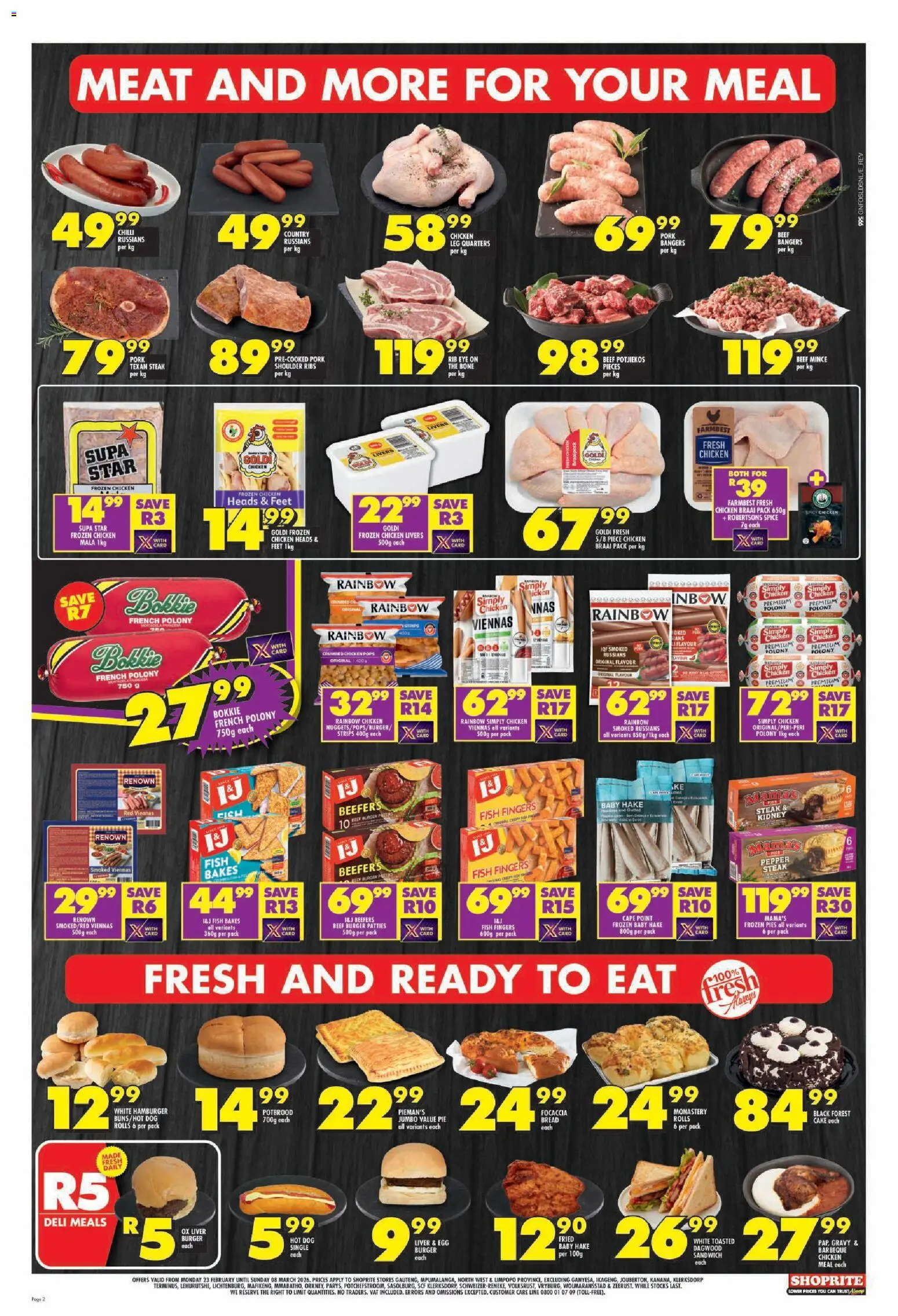 New Shoprite catalogue – valid from 23.02.2026 | Page: 2 | Products: Ribs, Polony, Chicken, Pepper