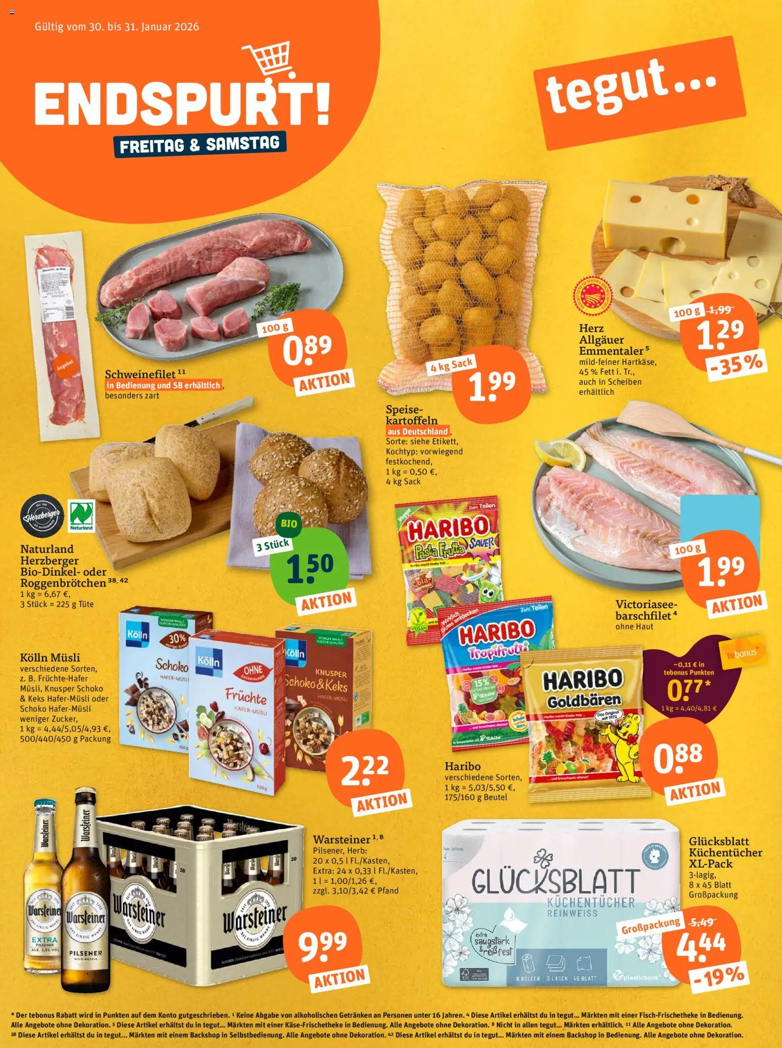 Tegut Prospekt – gültig ab 26.01.2026 | Seite: 1 | Produkte: Musli, Kolln, Haribo, Pasta