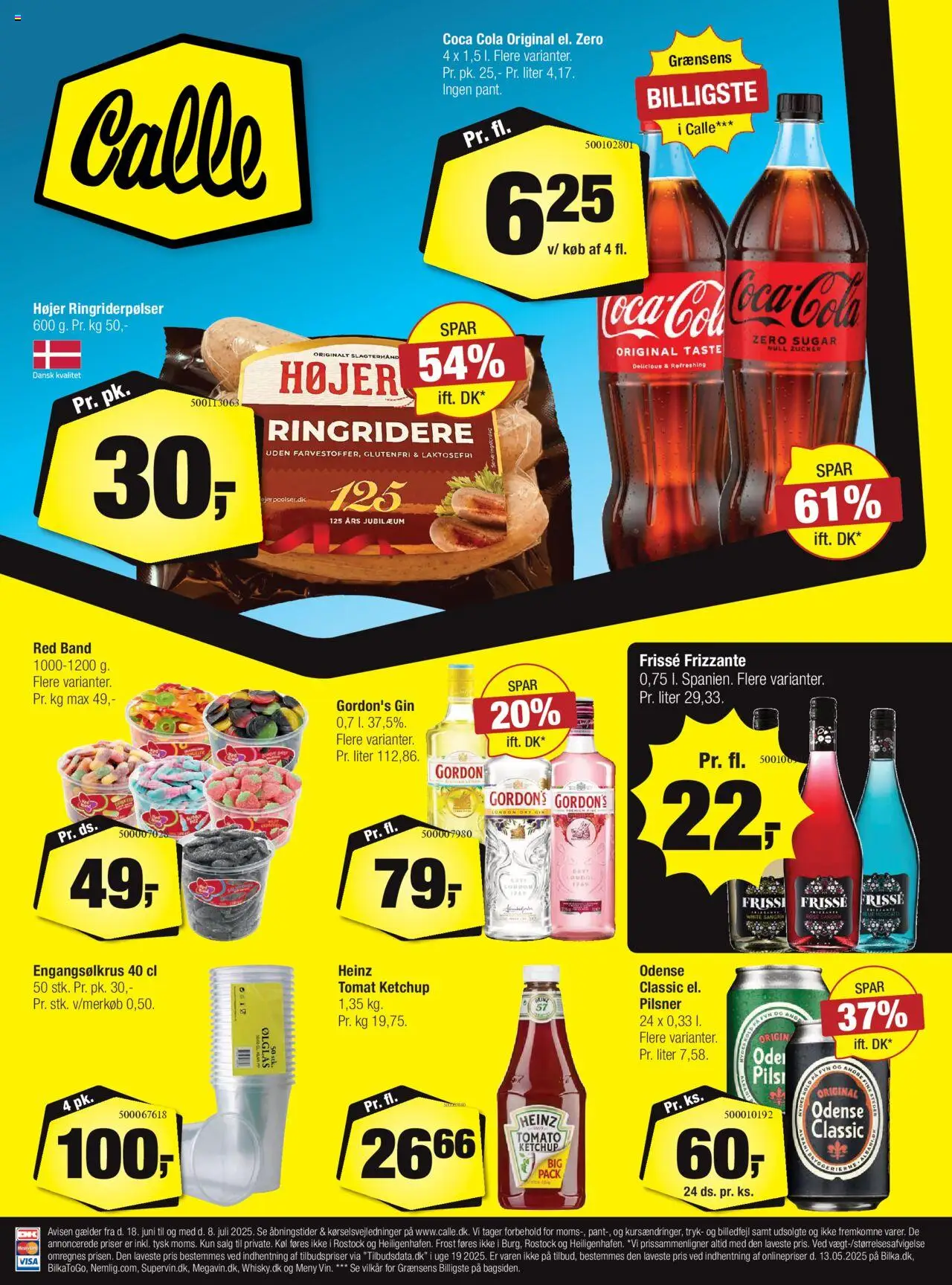 Calle Tilbudsavis gyldig fra 18.06.2025 | Side: 1 | Produkter: Nuggets de frango, Coca Cola, Gin, Cola