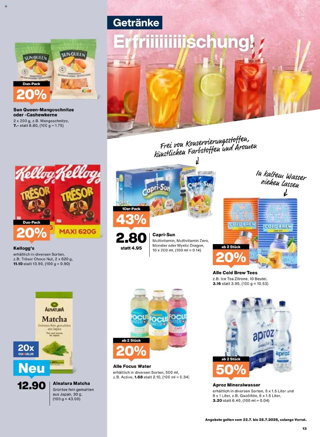 Migros Aktionen ab 22.07.2025 | Seite: 13 | Produkte: Mineralwasser, Wasser