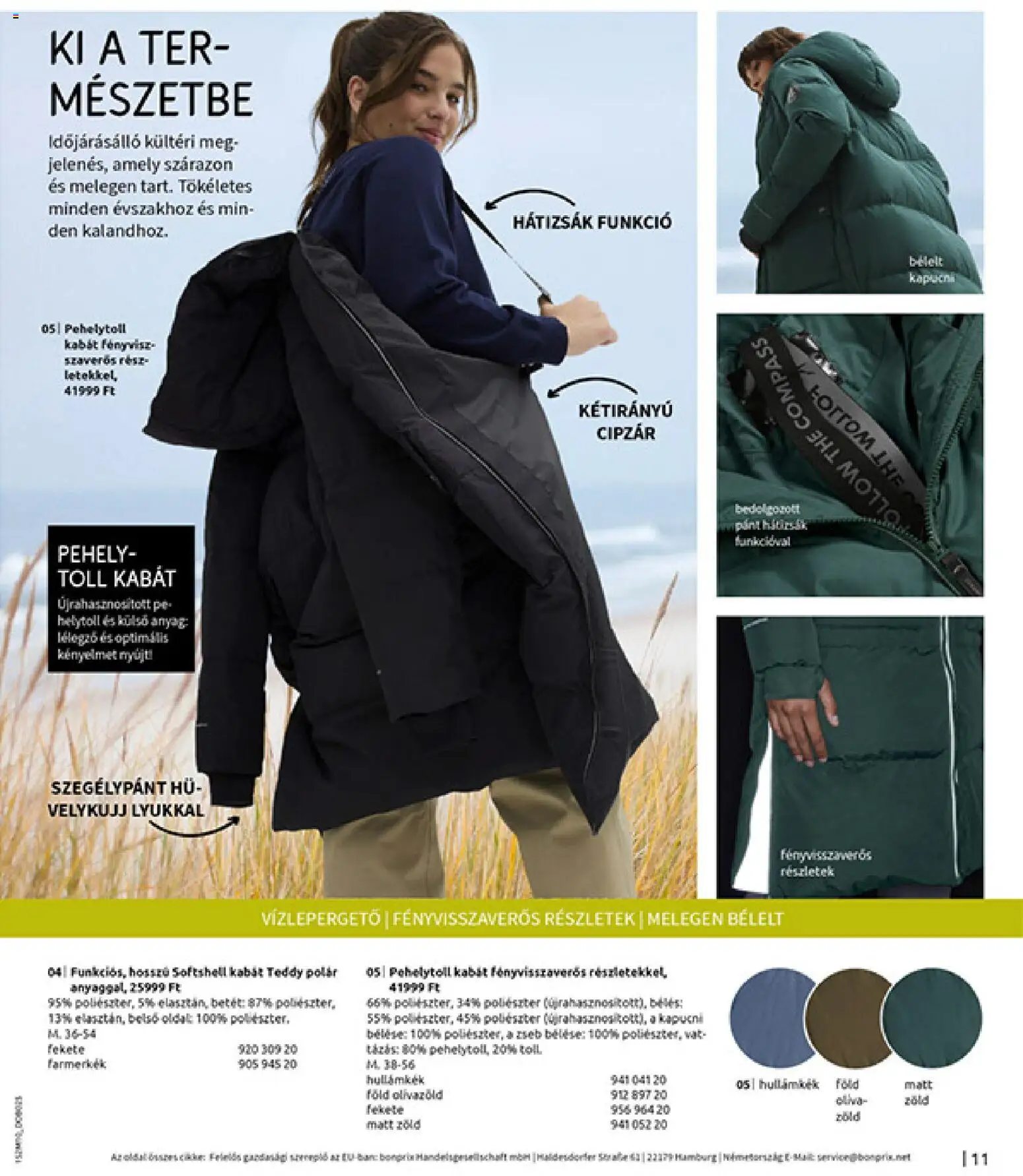 Bonprix akciós ujság - amely érvényes a következő dátumtól: 24.11.2025 | Oldal: 13 | Termékek: Hátizsák, Pehely, Kapucni, Kabát