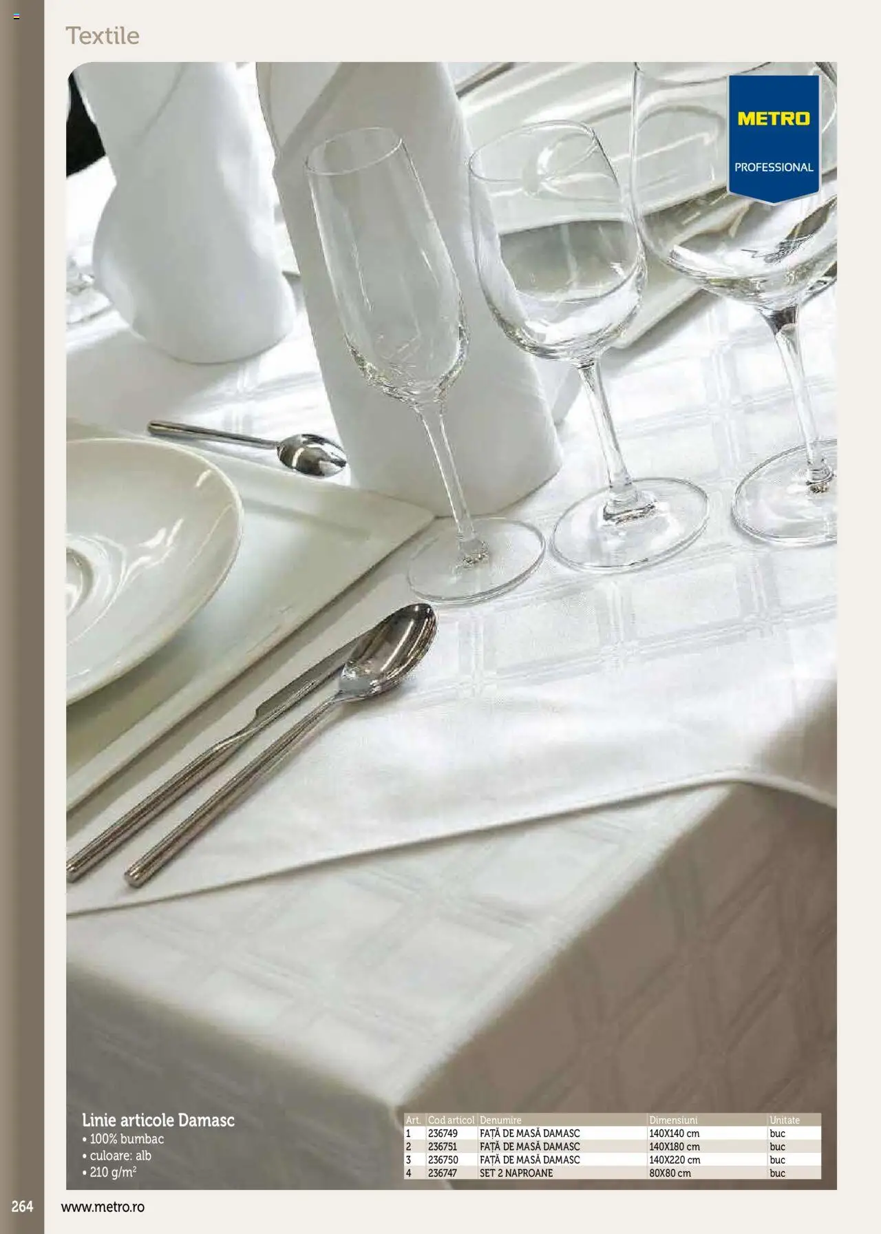 Noul catalog Metro – valabil de la 17.09.2025 | Pagină: 264 | Produse: Față de masă, Masă