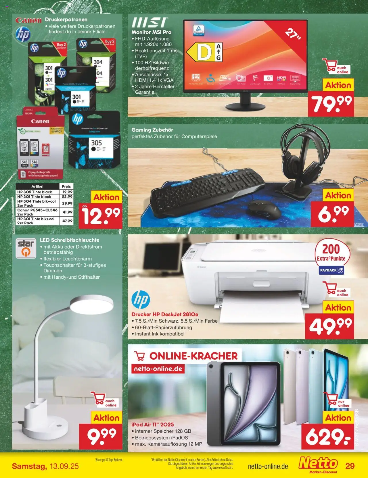 Netto Marken-Discount Prospekt 	 – gültig ab 08.09.2025 | Seite: 41 | Produkte: HP, Ipad, Monitor, Drucker