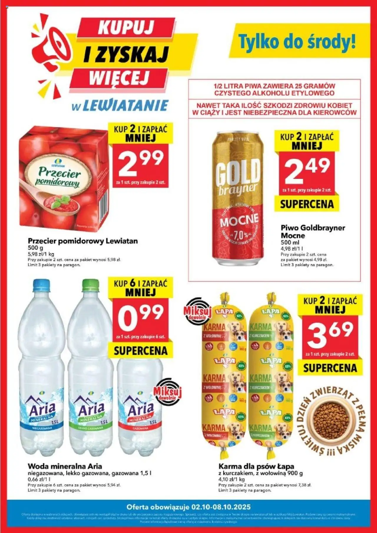 Lewiatan gazetka - Kupuj i zyskaj więcej od 02.10.2025 | Strona: 1 | Produkty: Przecier pomidorowy, Wołowina, Karma dla psów, Woda