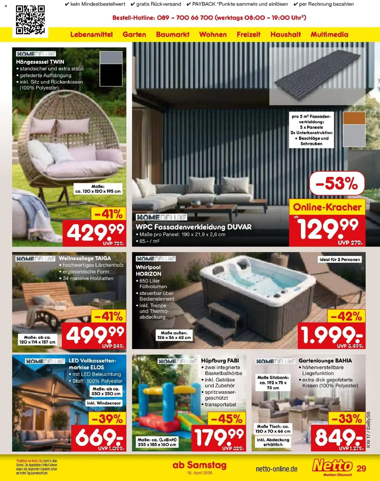 Netto Marken-Discount Prospekt Buttenwiesen	 – gültig ab 20.04.2026 | Seite: 43 | Produkte: Sitzbank, Kissen, Tisch