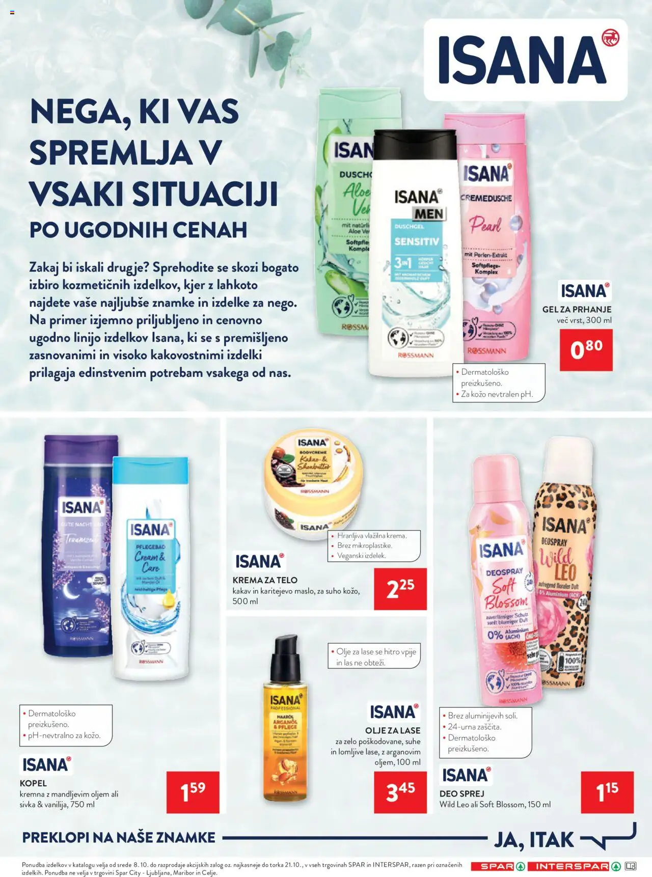 Novi Spar katalog ponudbe – veljaven od 08.10.2025 | Stran: 2 | Izdelki: Kopel, Gel za prhanje, Kakav, Krema