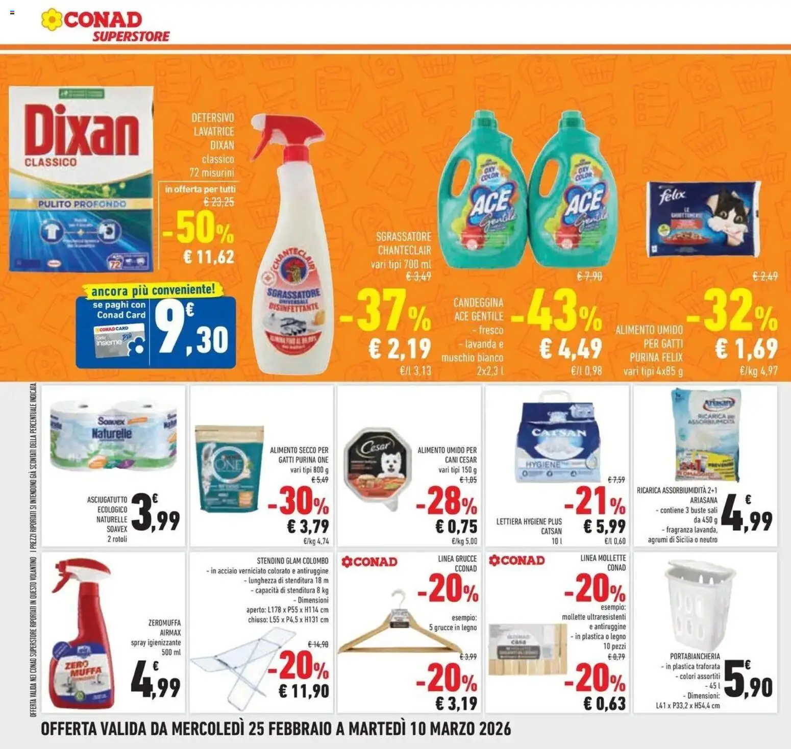 Volantino Conad del 25.02.2026 | Pagina: 28 | Prodotti: Agrumi, Lavatrice, Stendino, Asciugatutto