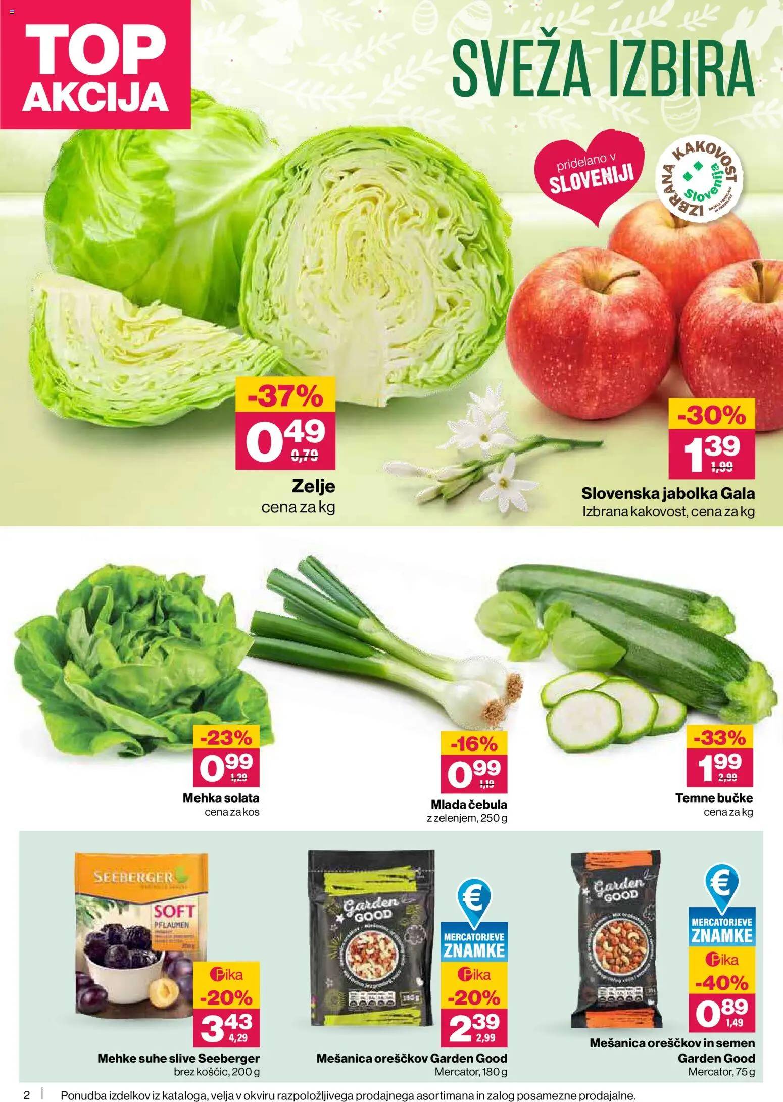 Novi Mercator katalog ponudbe – veljaven od 02.04.2026 | Stran: 2 | Izdelki: Kos, Jabolka, Solata, Zelje
