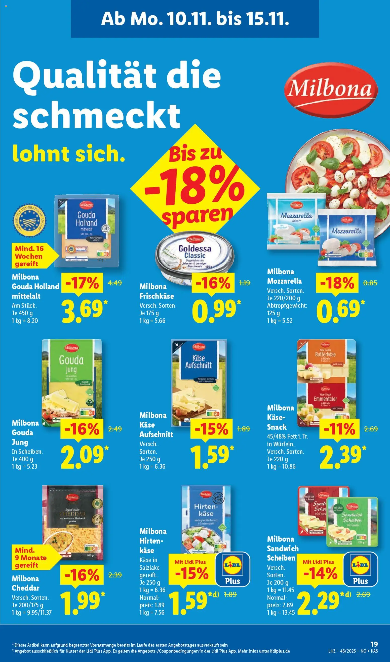 Lidl Prospekt Holzminden – gültig ab 10.11.2025 | Seite: 29 | Produkte: Käse, Mozzarella, Gouda, Frischkase