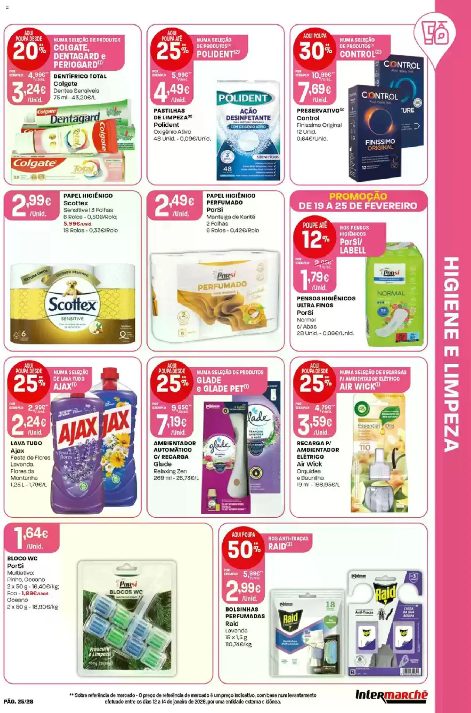 Intermarché Folheto Contact │ válido de 19.02.2026 | Página: 25 | Produtos: Papel higiénico, Flores, Pensos higiénicos, Manteiga