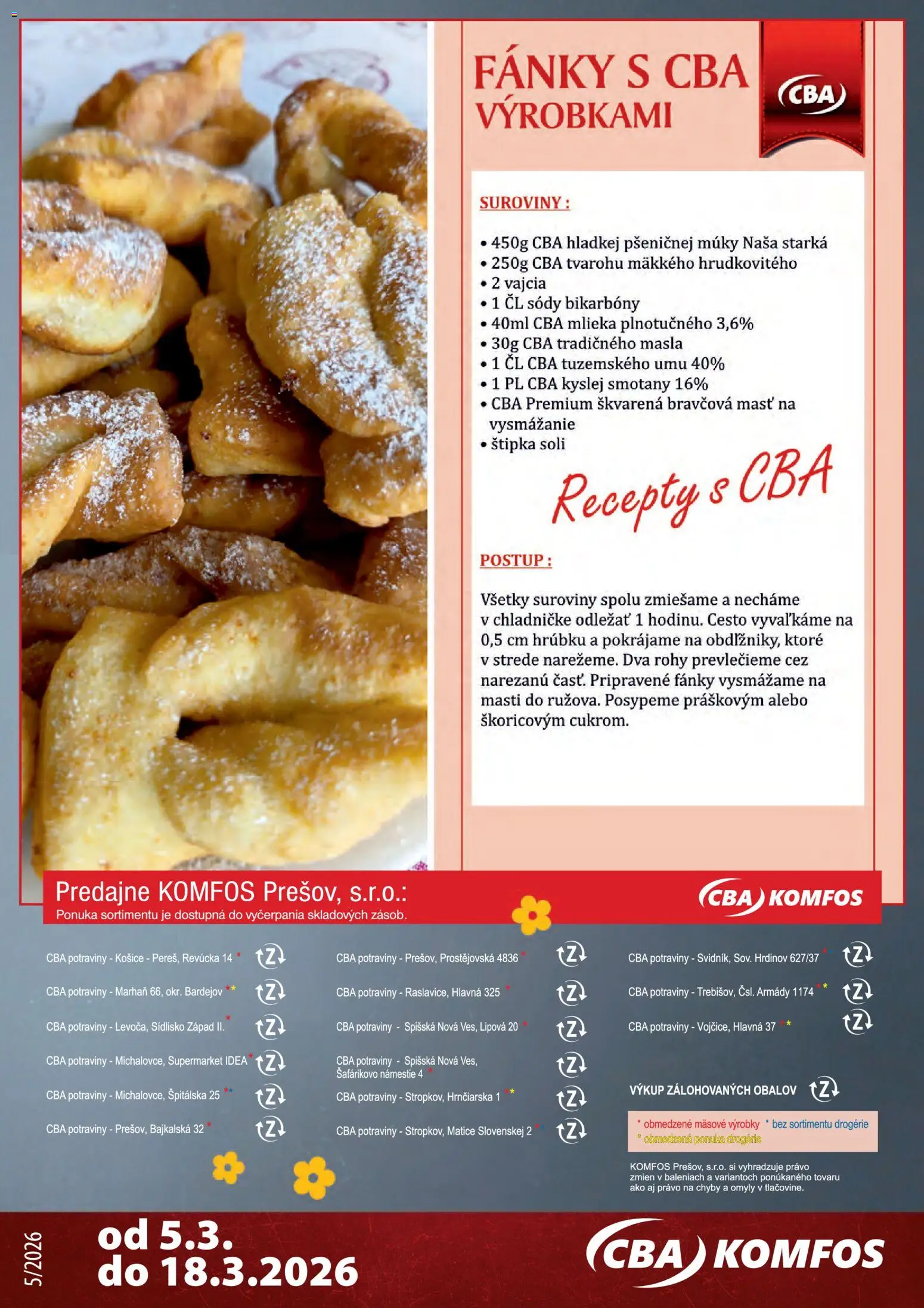 Nové CBA Komfos akcie – leták je platný od 05.03.2026 | Strana: 26 | Produkty: Vajcia