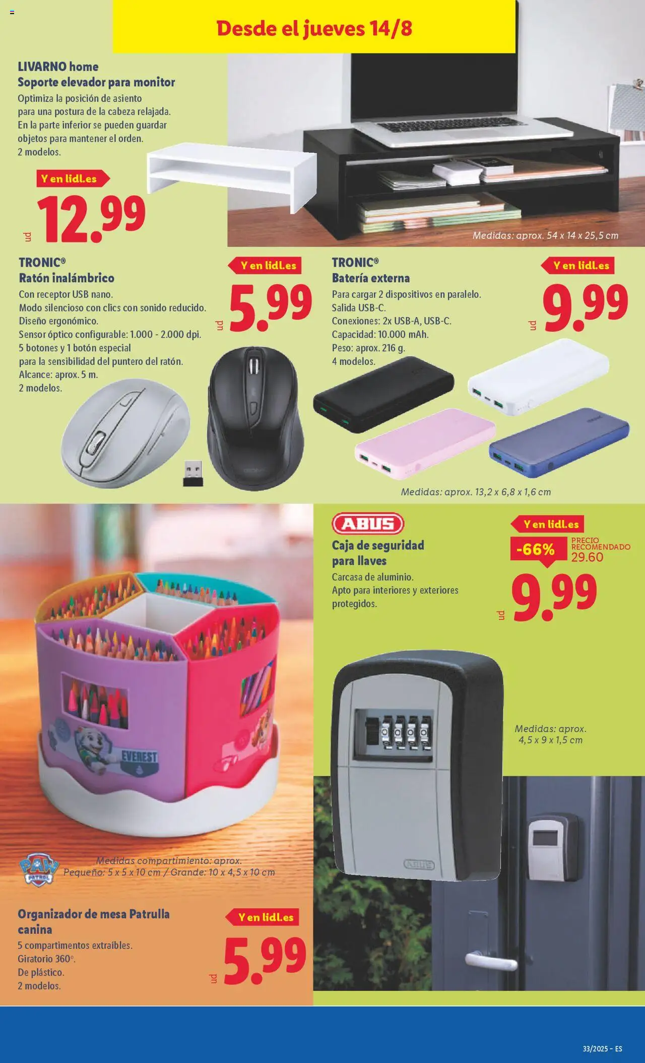 Lidl catálogo de bazar BCN │ válido desde el 11.08.2025 | Página: 19 | Productos: Monitor, Peso, Caja, Batería