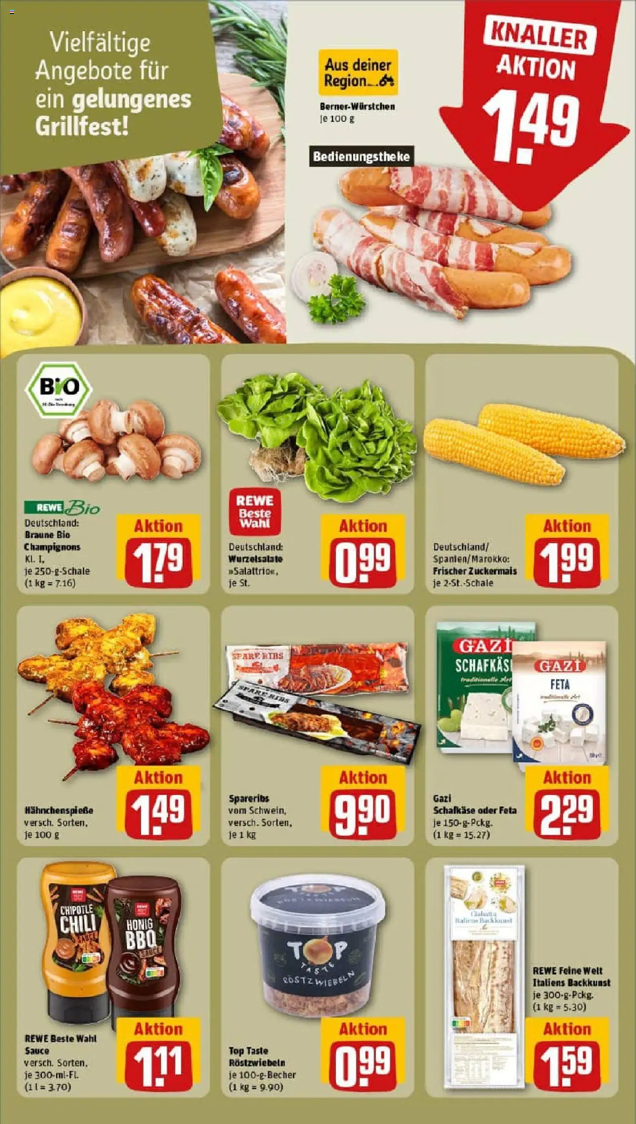 Rewe prospekt Altshausen	 - gültig ab dem 20.07.2025 | Seite: 18 | Produkte: Top, Feta, Spare ribs, Chili