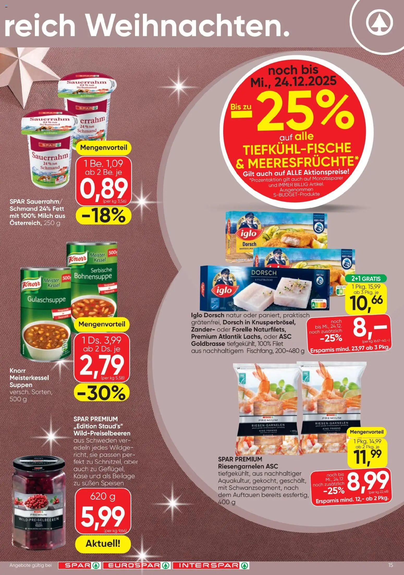 Spar Sparkling Moments gültig ab 23.12.2025 | Seite: 15 | Produkte: Milch, Käse, Sauerrahm