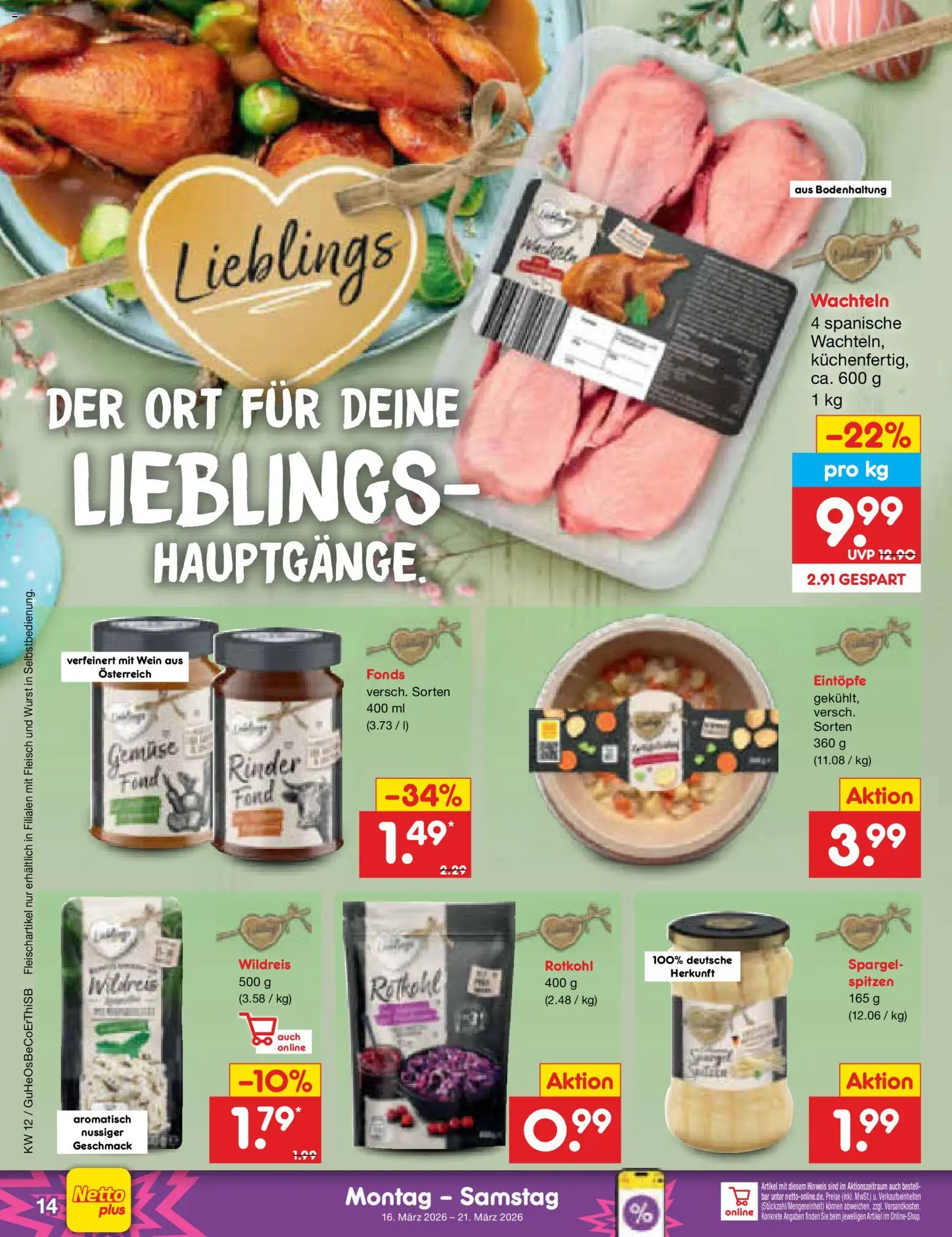 Netto Marken-Discount Prospekt 	 – gültig ab 16.03.2026 | Seite: 18 | Produkte: Spargel, Gemüse, Wein, Fleisch