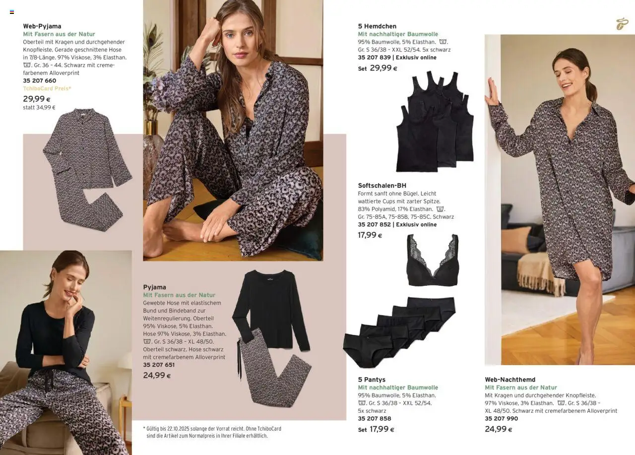 Tchibo Eduscho Sanft umhüllt Tag- & Nachtwäsche gültig ab 17.09.2025 | Seite: 11 | Produkte: Hose, Pyjama, Creme