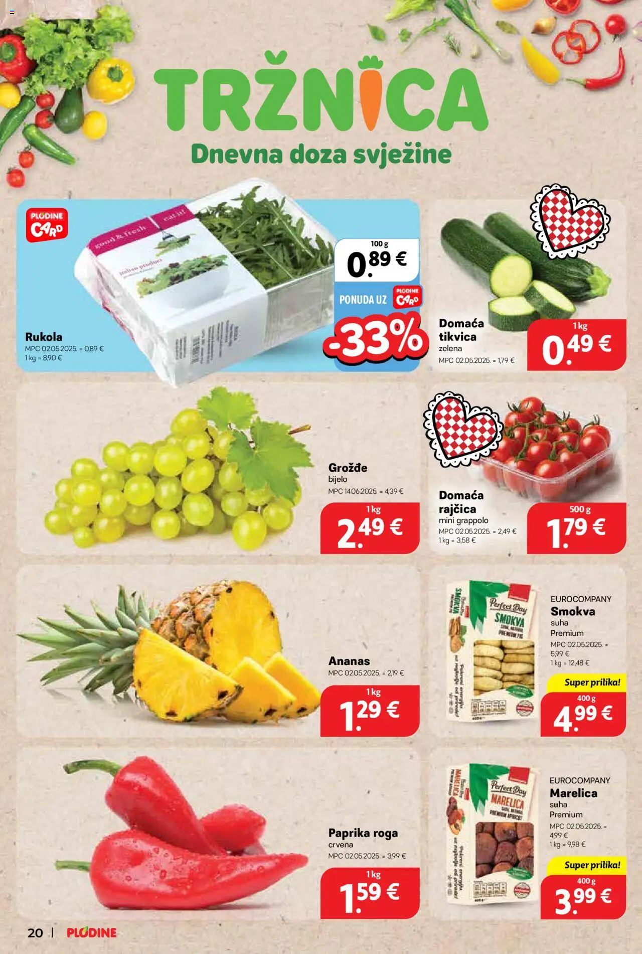 Plodine katalog | vrijedi od 02.07.2025 | Stranica: 20 | Proizvodi: Ananas, Paprika, Grožđe, Rajčica