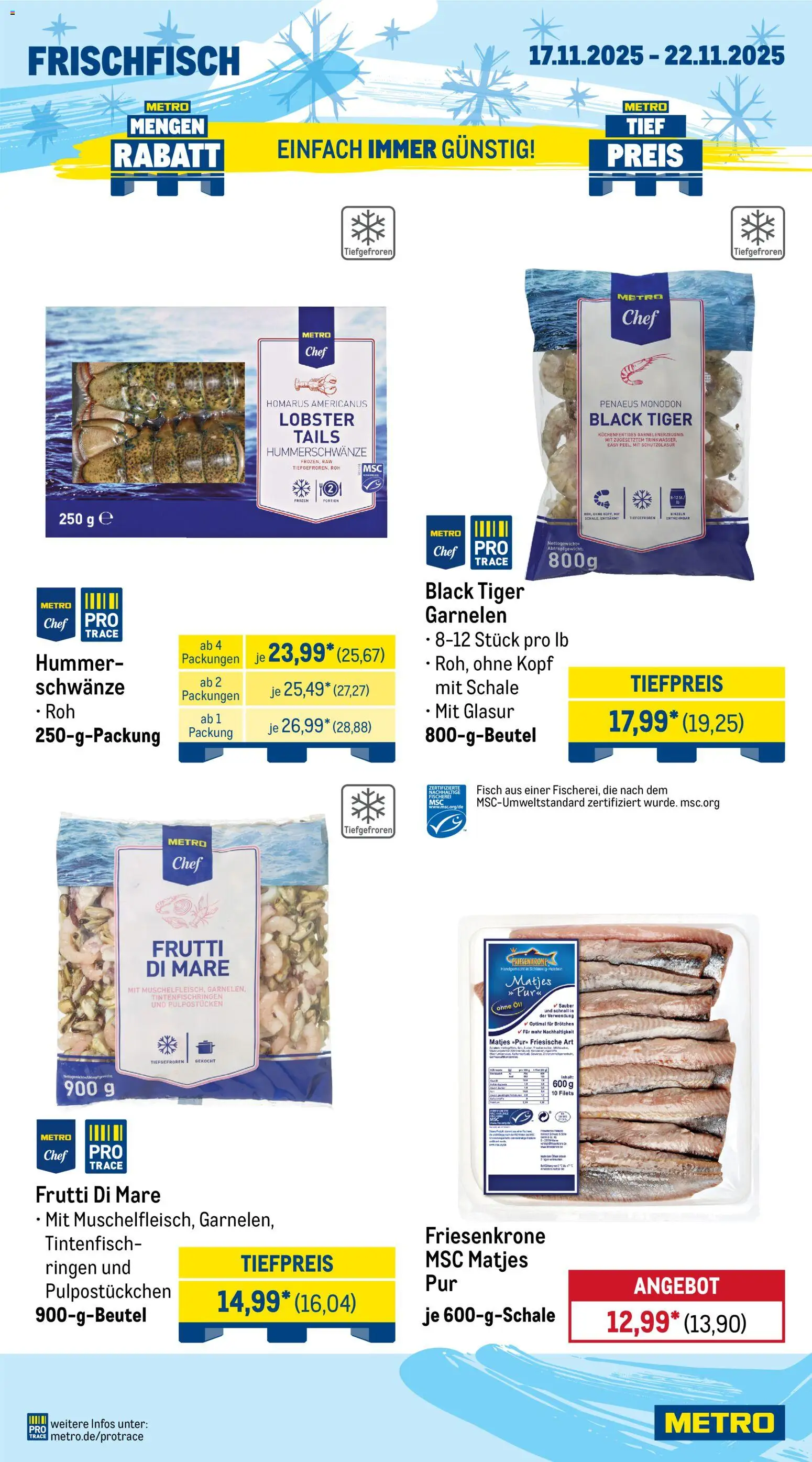 Metro Wochen-Angebote Gastro – gültig ab 17.11.2025 | Seite: 6 | Produkte: Garnelen, Tintenfisch, Fisch
