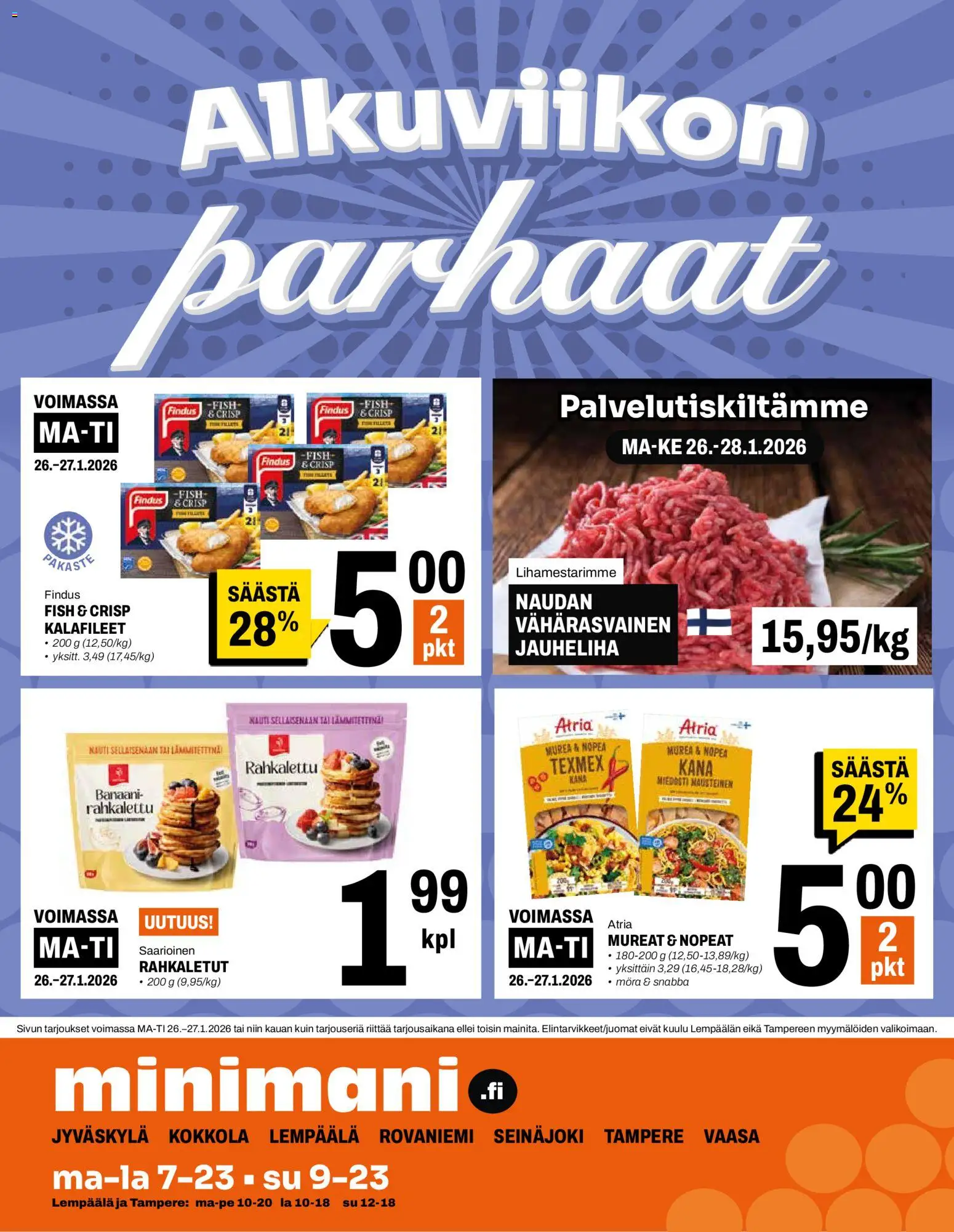 Minimani tarjoukset – voimassa 21.01.2026 alkaen | Sivu: 8 | Tuotteet: Jauheliha, Kana