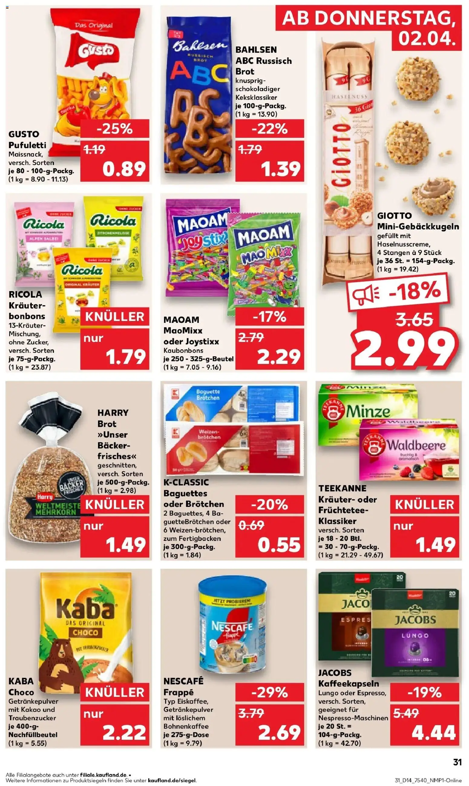 Kaufland Prospekt Lübbenau	 – gültig ab 30.03.2026 | Seite: 45 | Produkte: Nescafe, Baguette, Teekanne, Brot