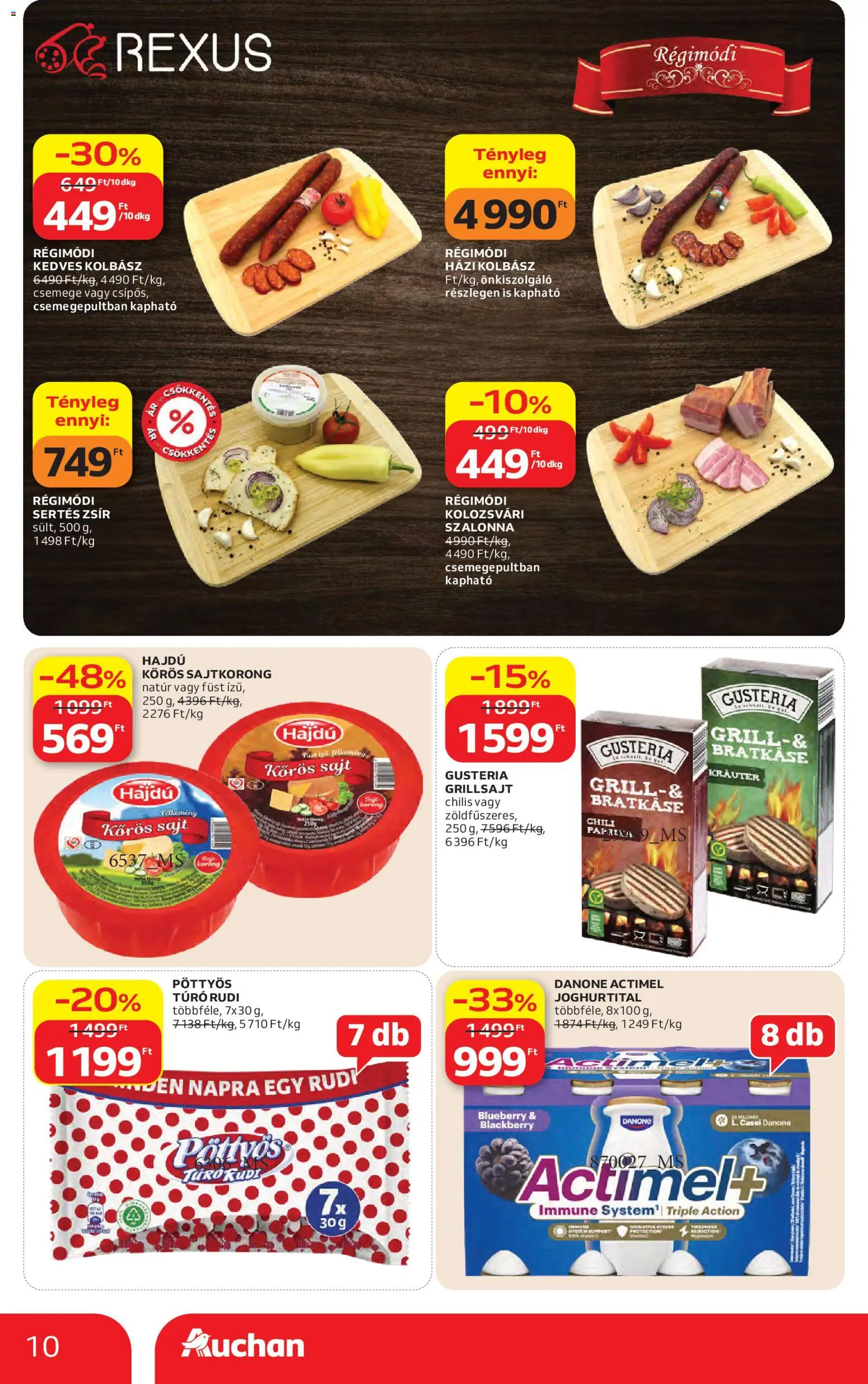 Auchan akciós ujság - amely érvényes a következő dátumtól: 23.04.2026 | Oldal: 10 | Termékek: Chili, Kolbász, Grillsajt, Sajt