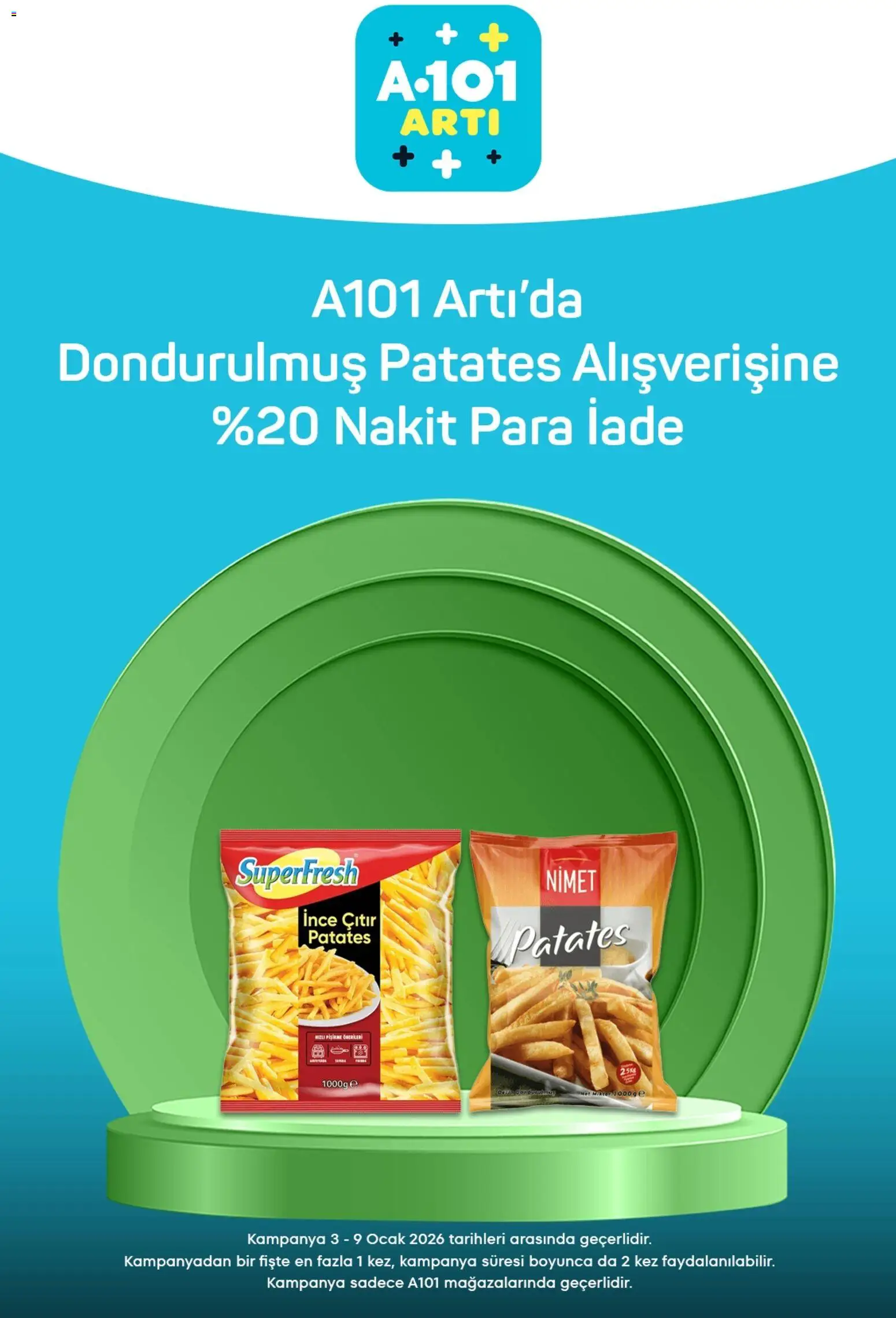 A101 Arti - 03.01.2026 tarihinden itibaren geçerlidir | Sayfa: 10 | Ürünler: Patates, Ocak