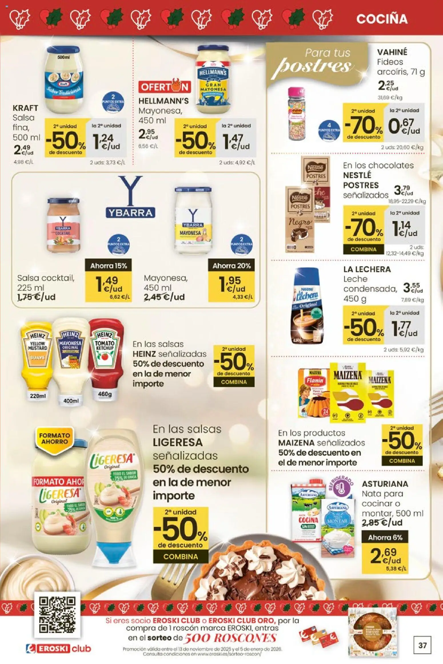 Eroski - Nadal  │ válido desde el 18.12.2025 | Página: 37 | Productos: Leche, Fideos, Οθόνη προβολής, Cocina