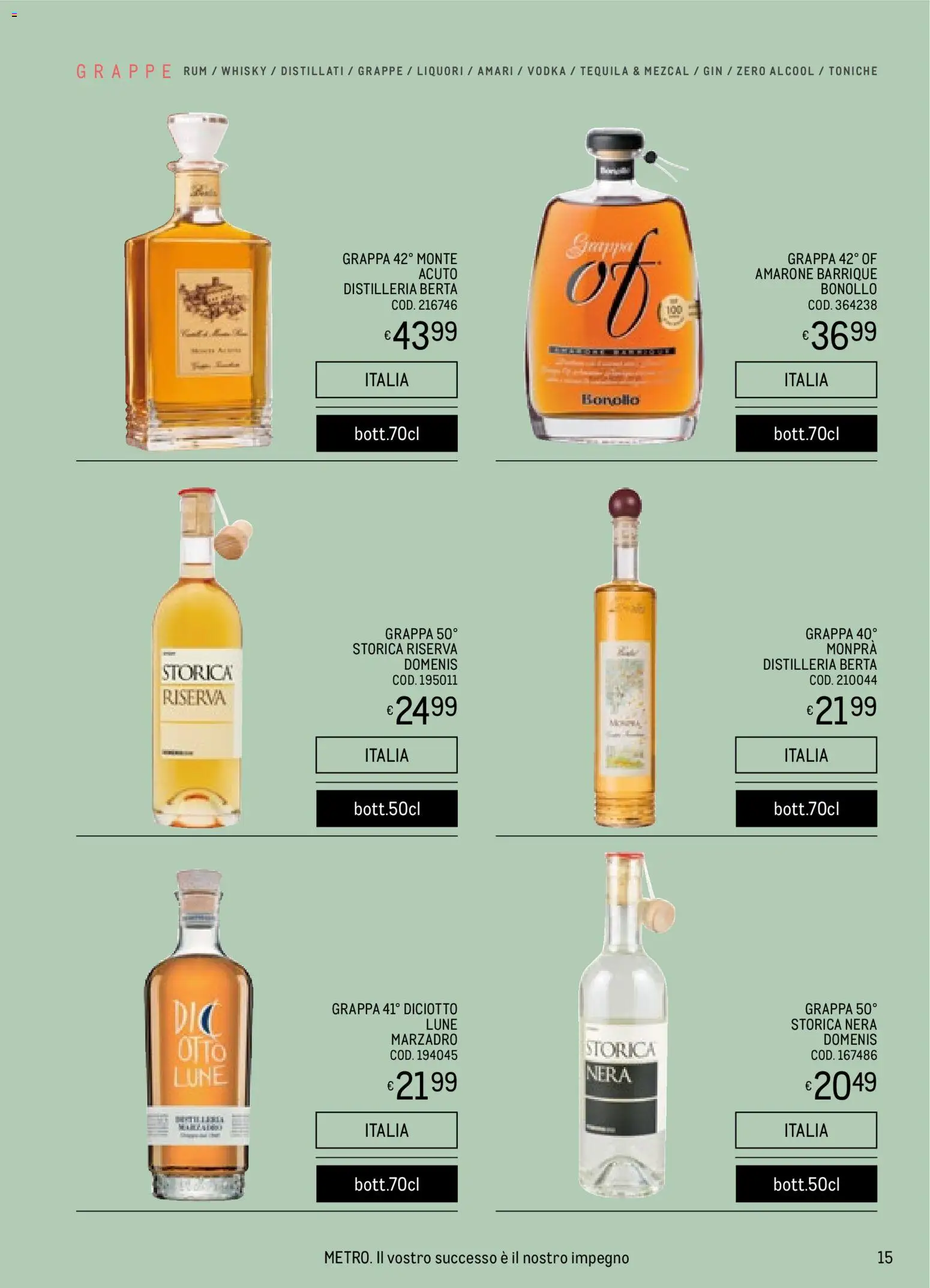 Volantino Metro del 06.11.2025 | Pagina: 15 | Prodotti: Vodka, Rum, Tequila, Grappa