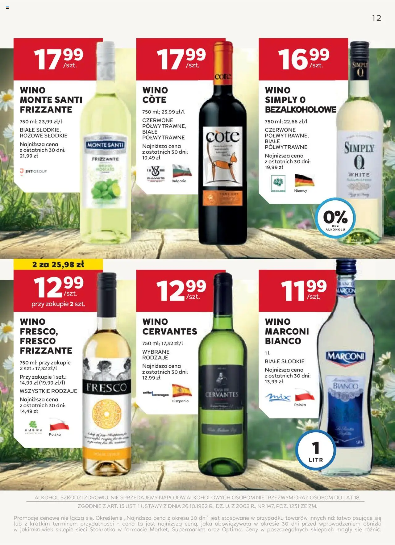 Stokrotka Gazetka - Oferta alkoholowa od 22.05.2025 | Strona: 12 | Produkty: Stokrotka, Wino Cote, Wino, Alkohol