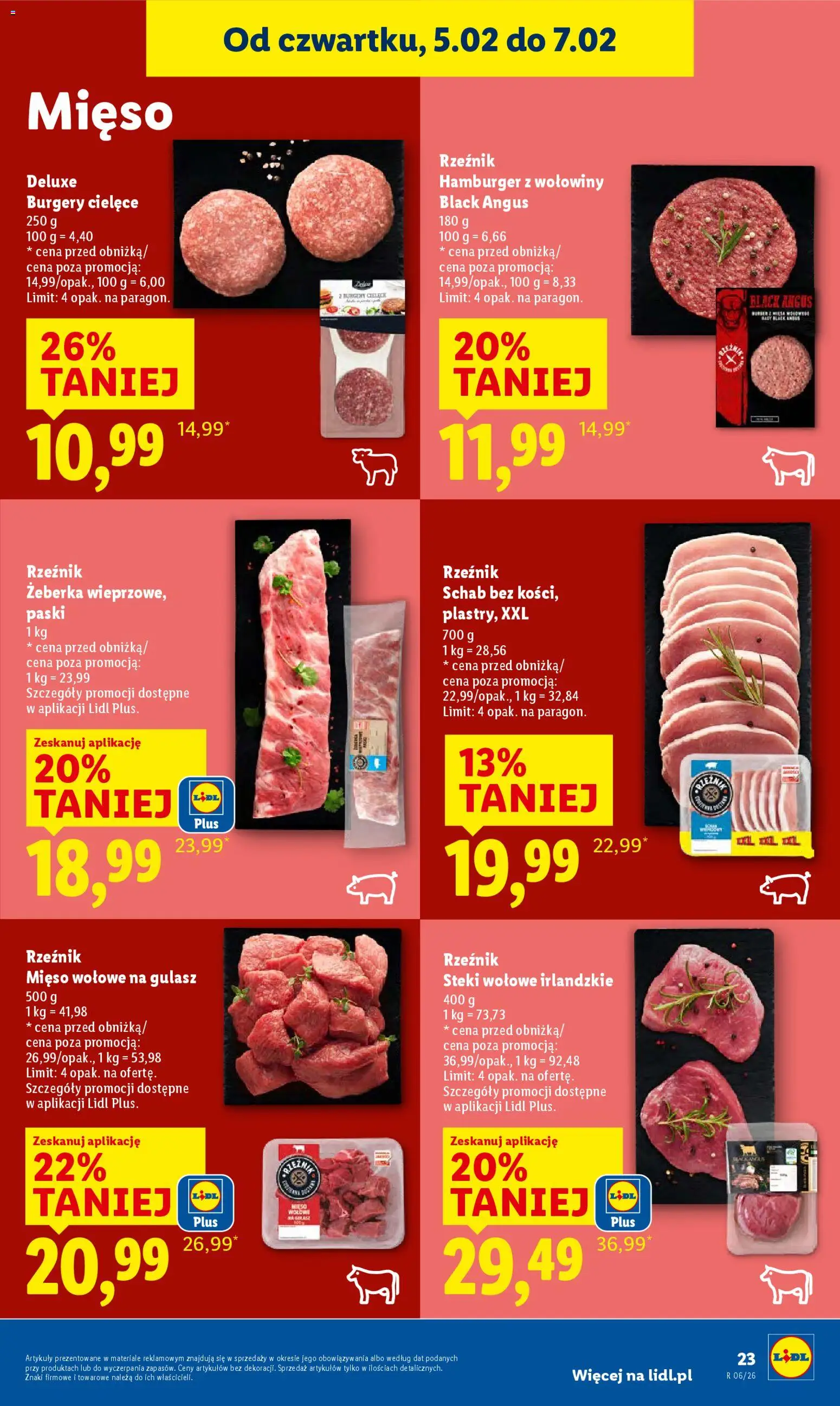 Lidl Gazetka od 05.02.2026 | Strona: 25 | Produkty: Schab, Hamburger, Steki, Gulasz