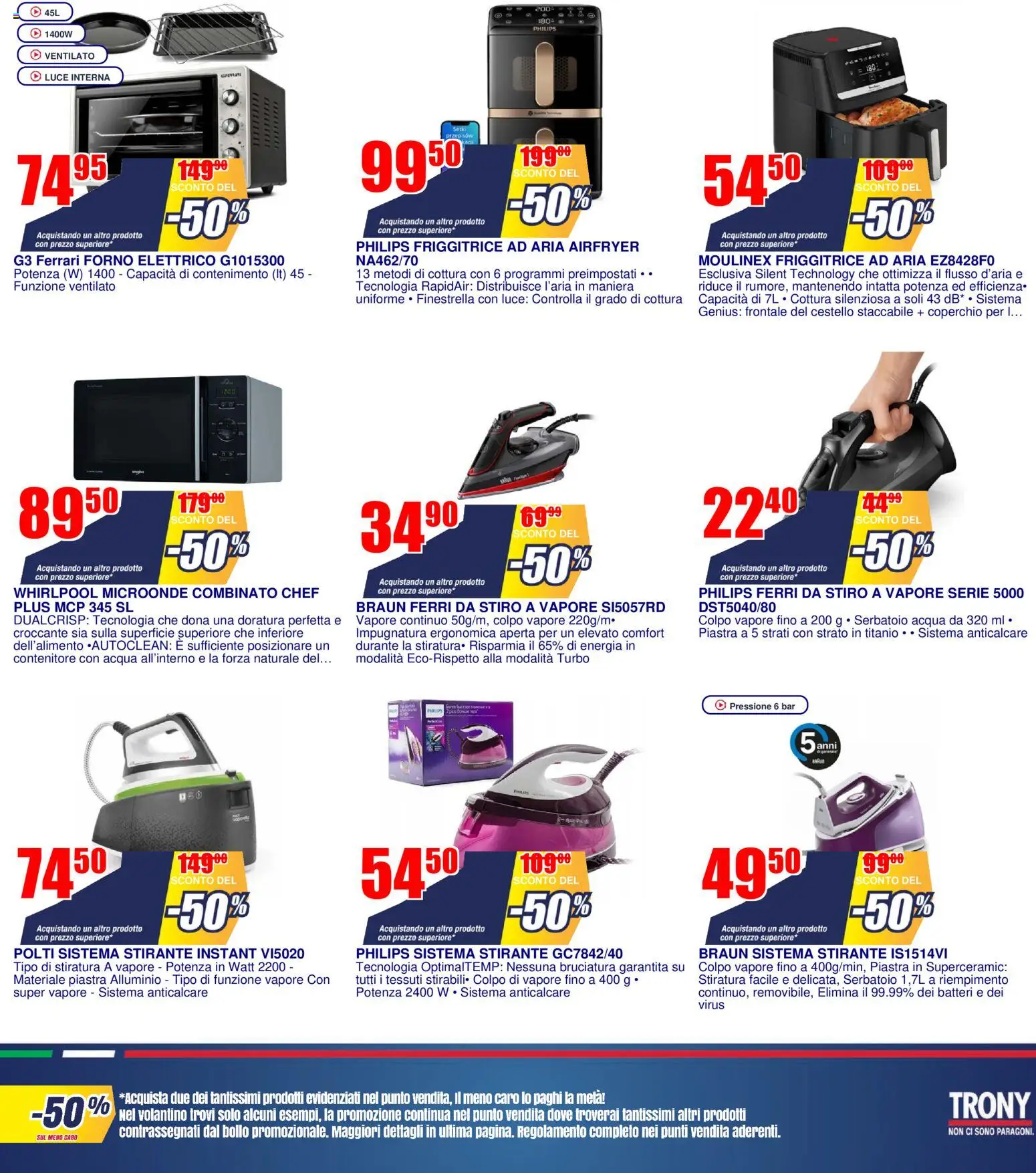 Volantino Trony del 19.02.2026 | Pagina: 8 | Prodotti: Microonde, Acqua, Alluminio, Forno elettrico