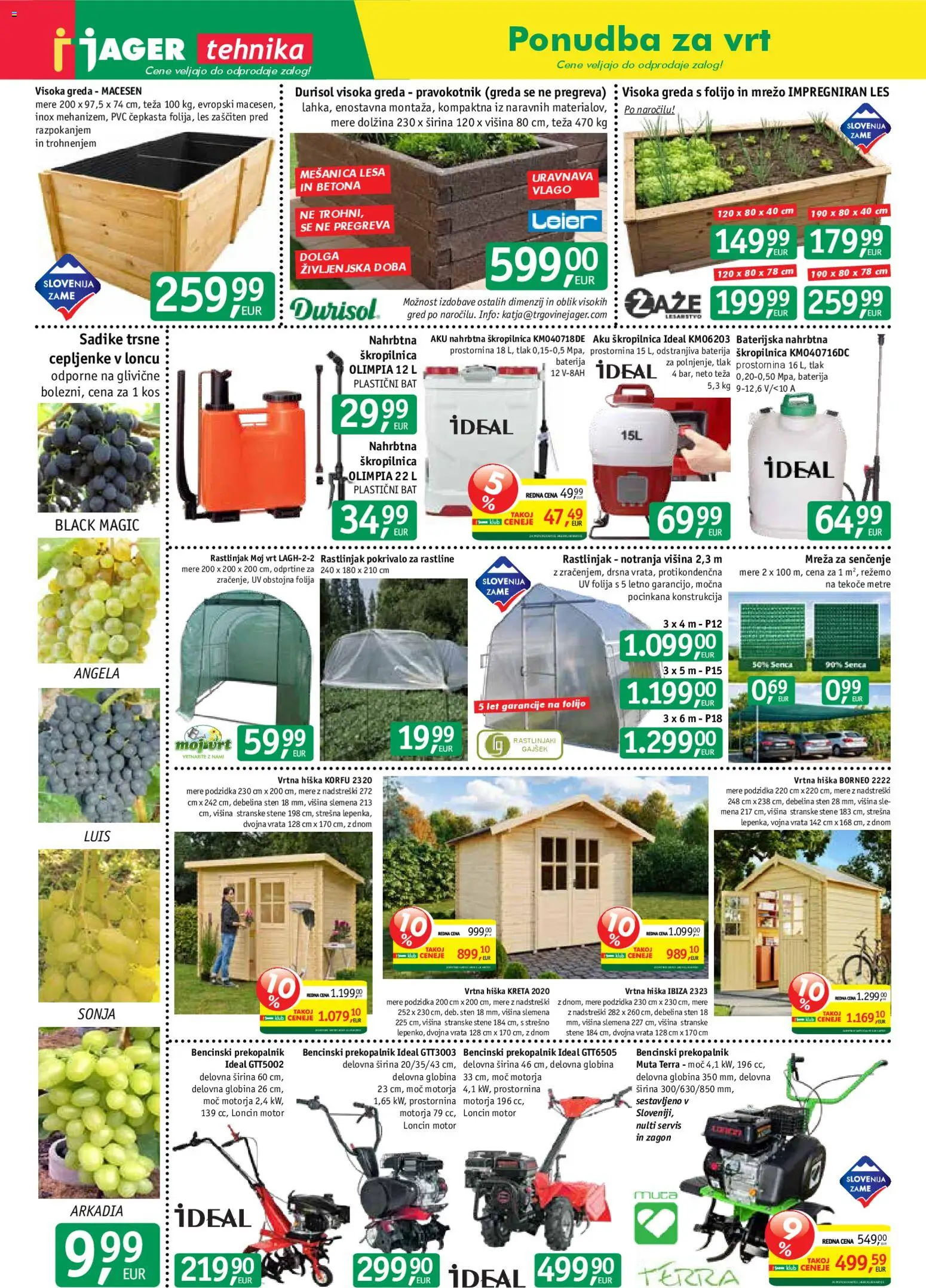 Novi Jager katalog ponudbe – veljaven od 22.04.2026 | Stran: 2 | Izdelki: Baterija, Teza, Vrtna hiška, Vrata